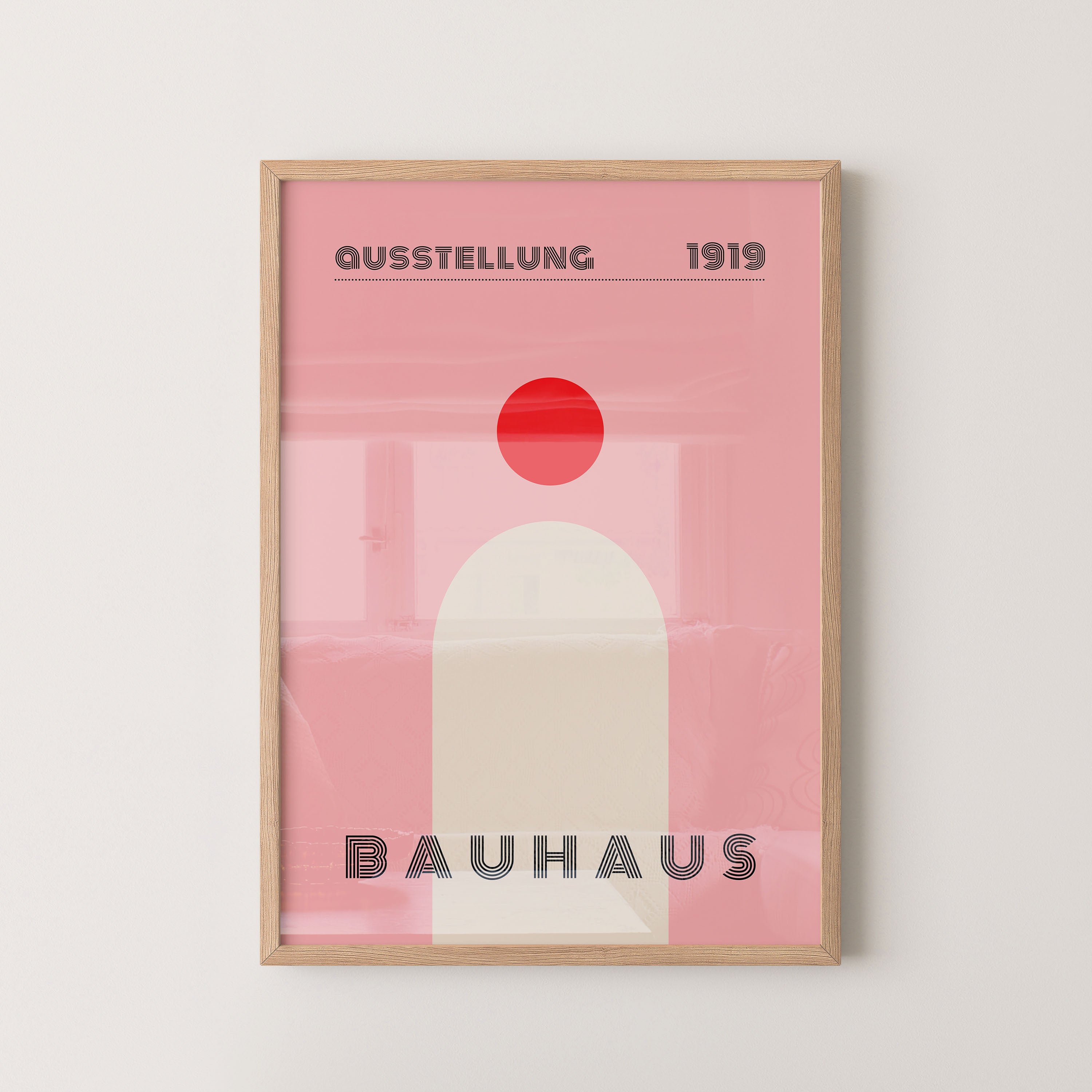 Bauhaus Minimal Arch With Crimson Sun