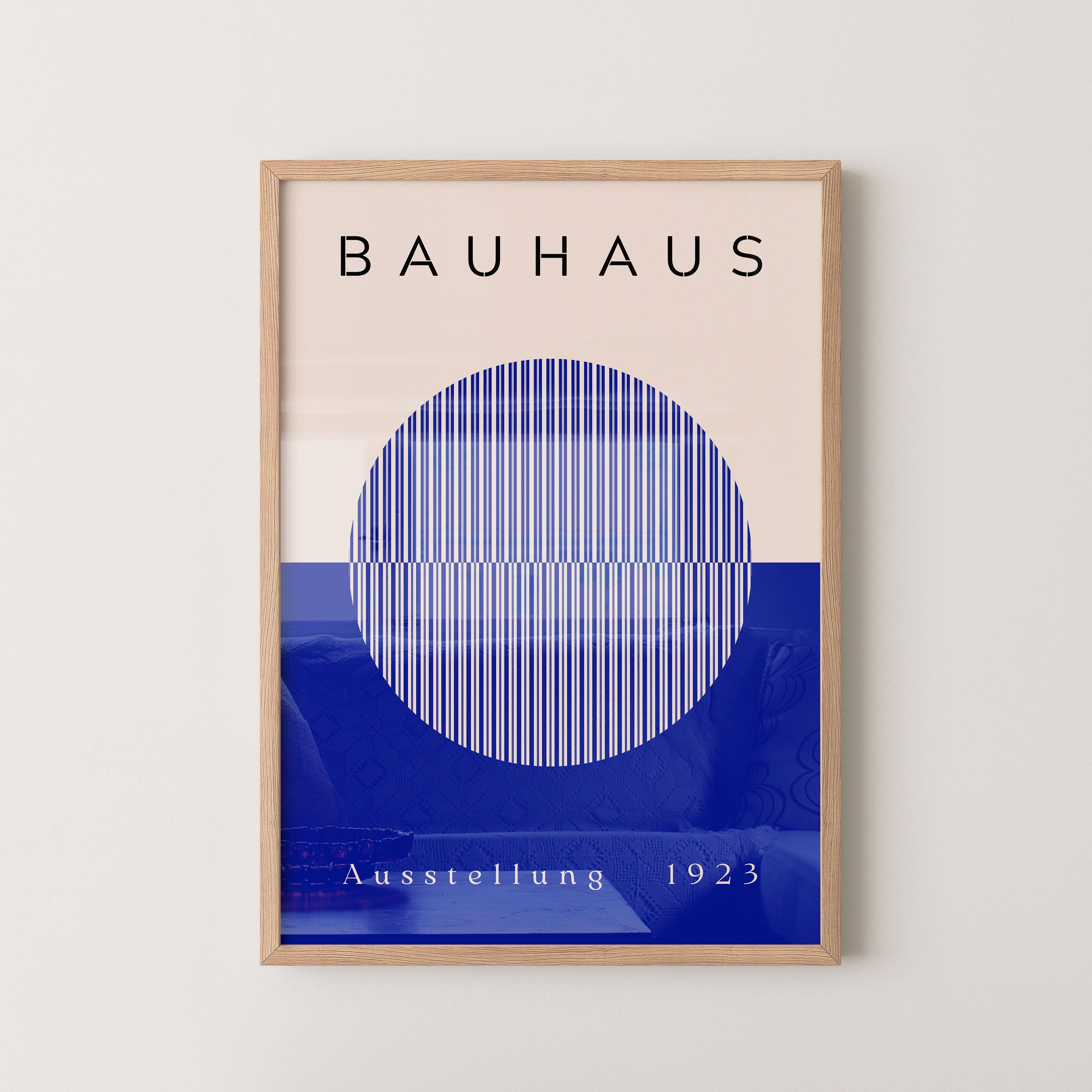 Bauhaus Striped Circle In Cobalt Blue