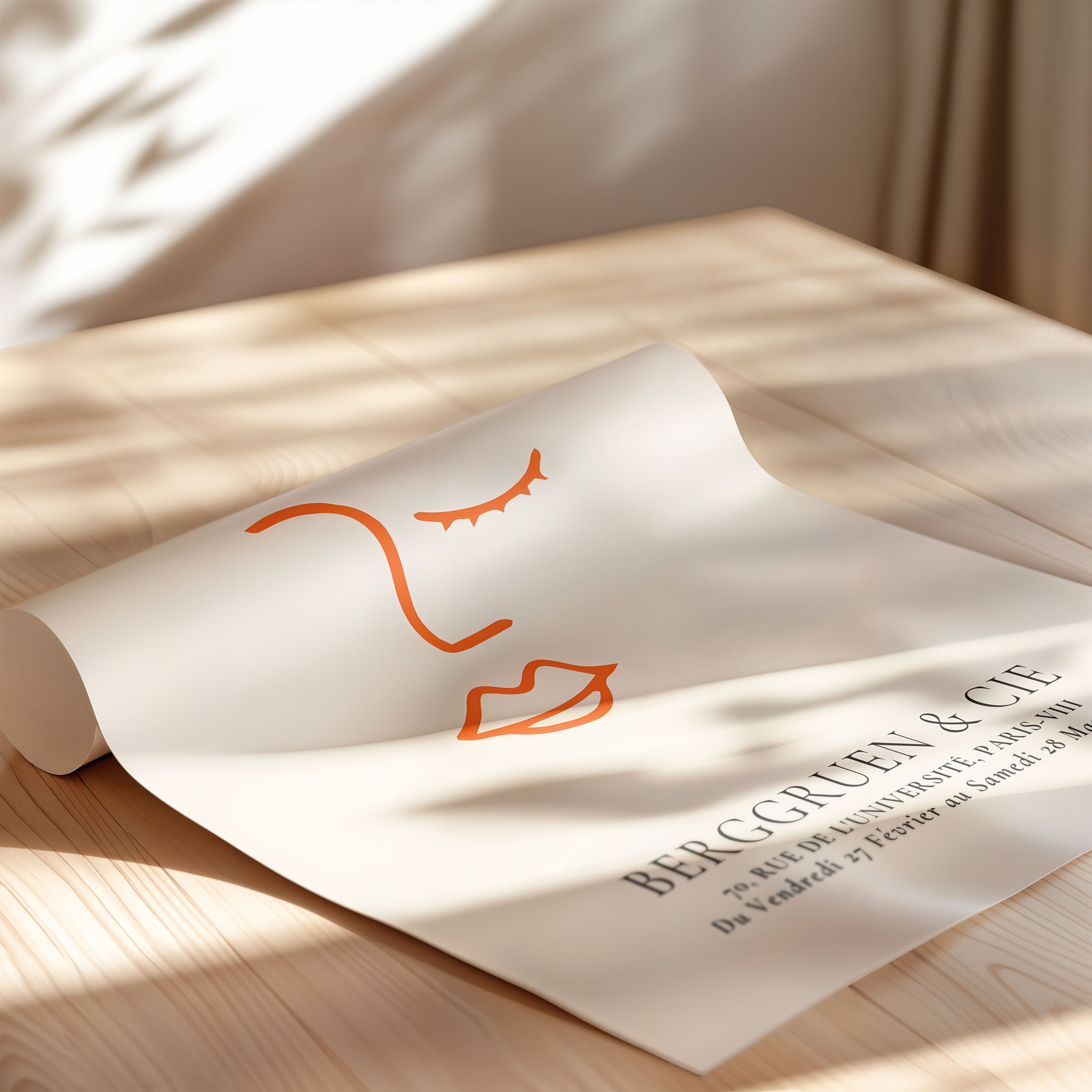 Henri Matisse Minimal Line Portrait In Orange