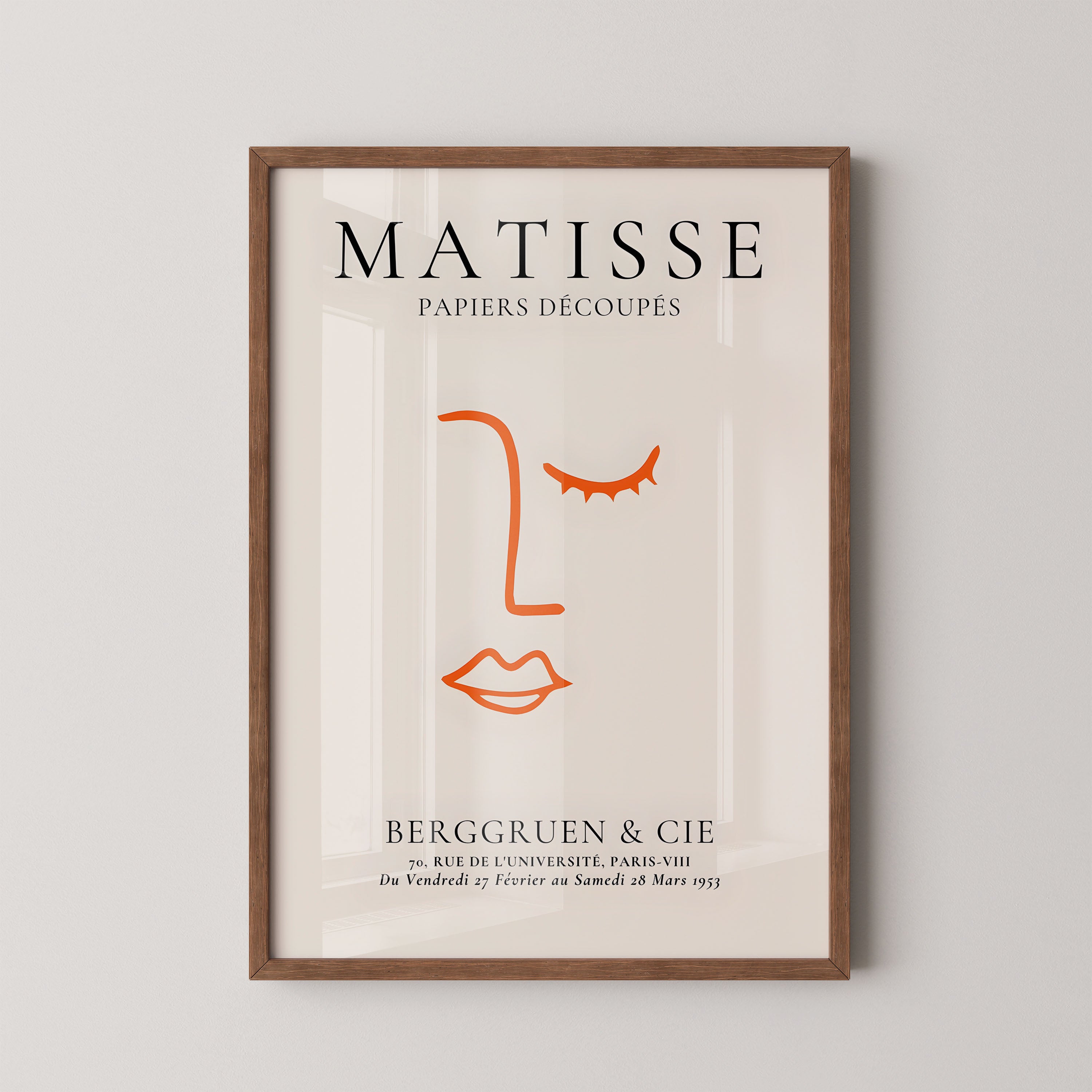 Henri Matisse Minimal Line Portrait In Orange