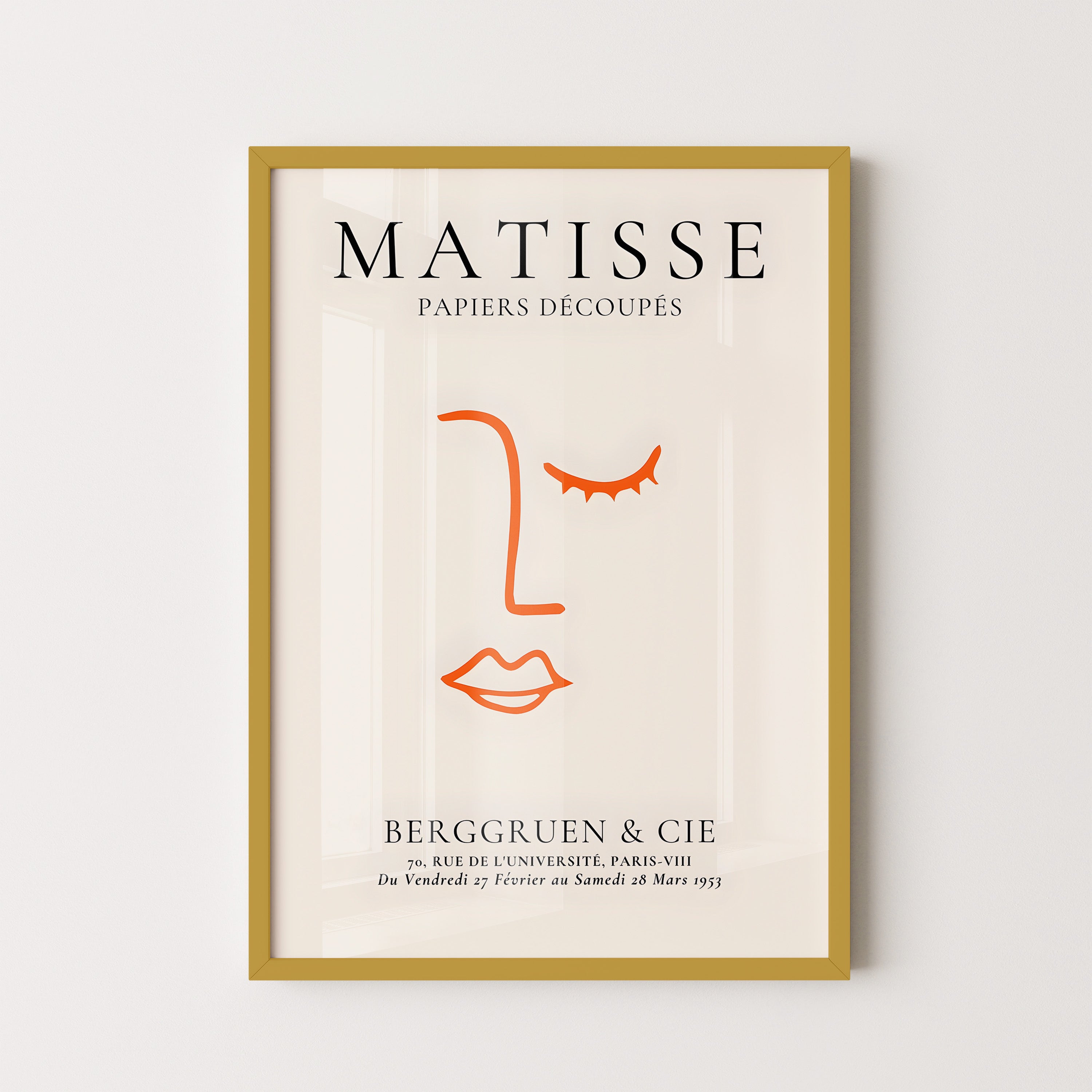 Henri Matisse Minimal Line Portrait In Orange