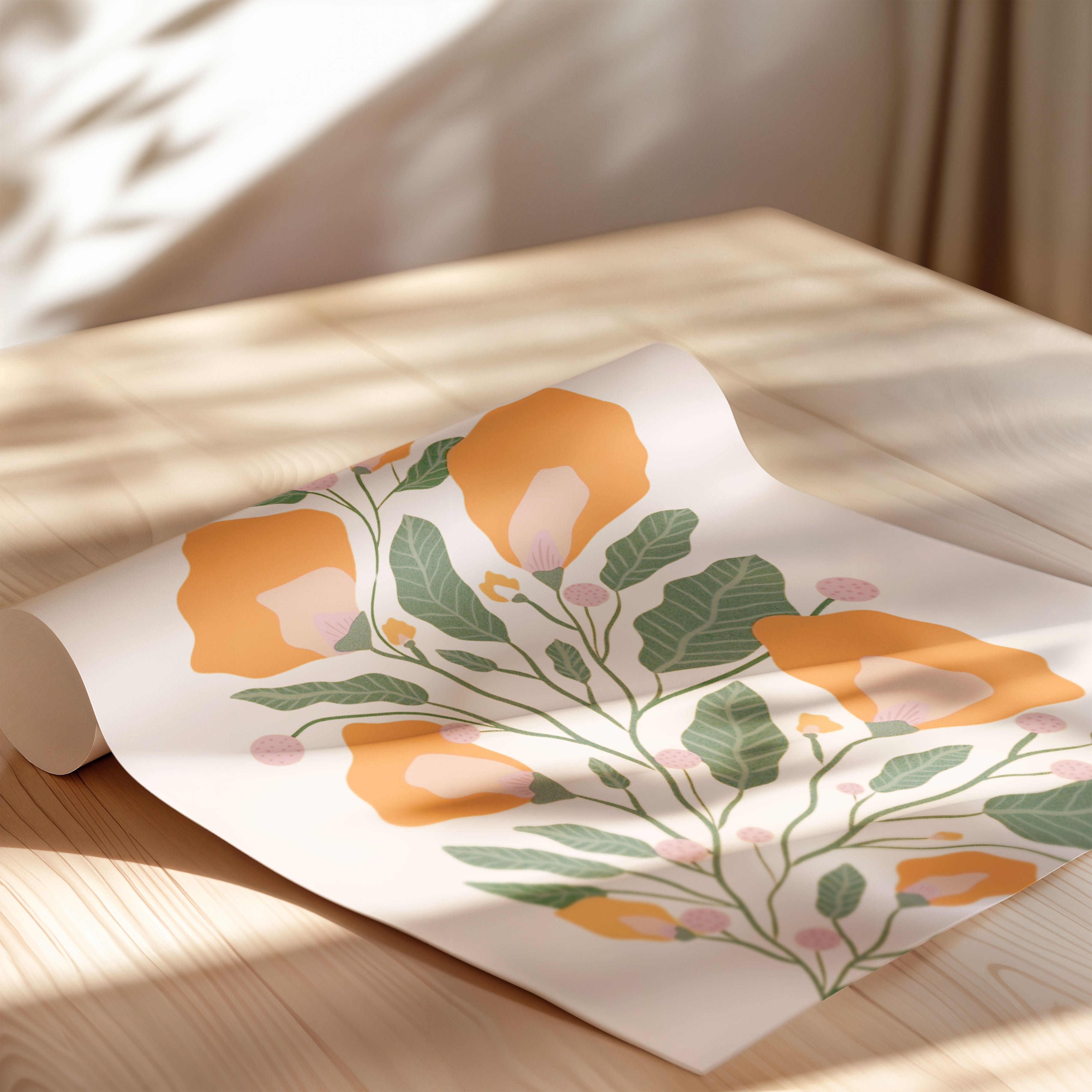 Warm Orange Botanical Bloom