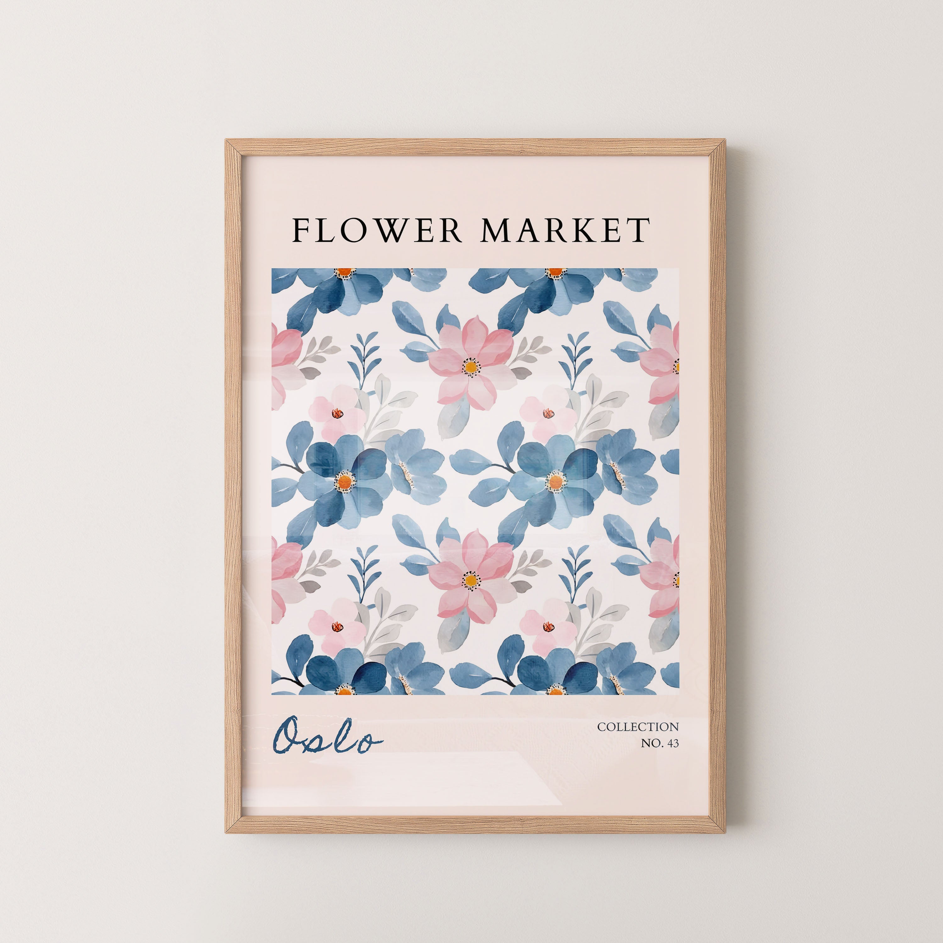 Oslo Soft Blue Floral Pattern