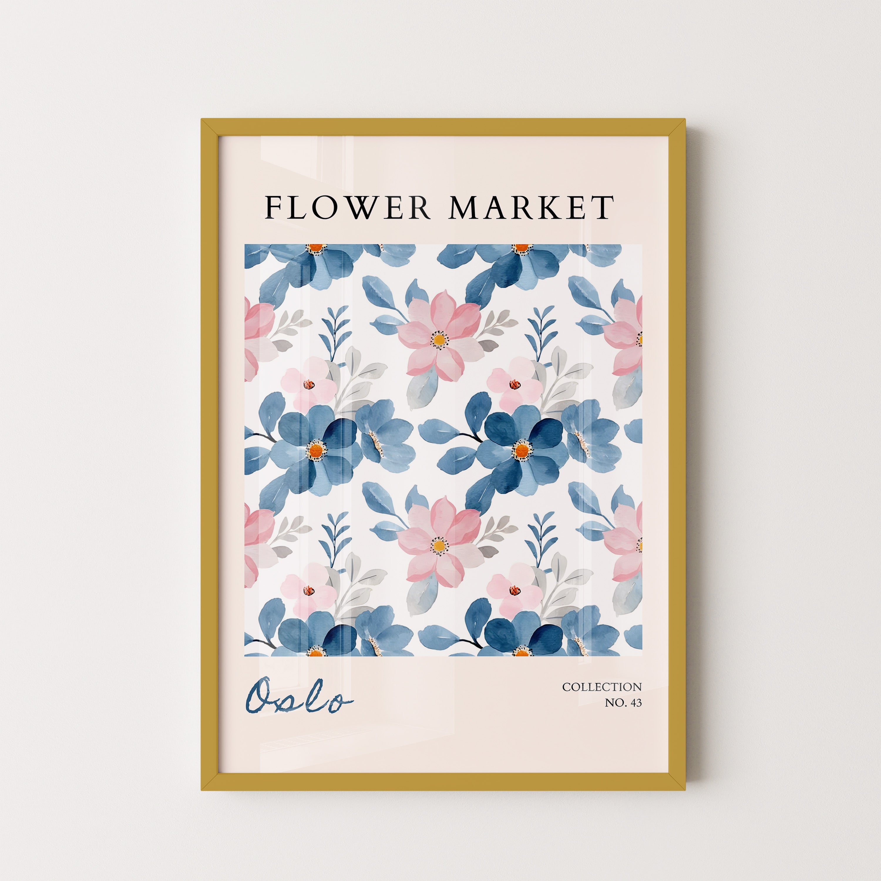 Oslo Soft Blue Floral Pattern