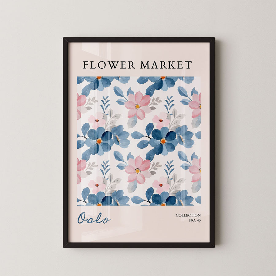 Oslo Soft Blue Floral Pattern
