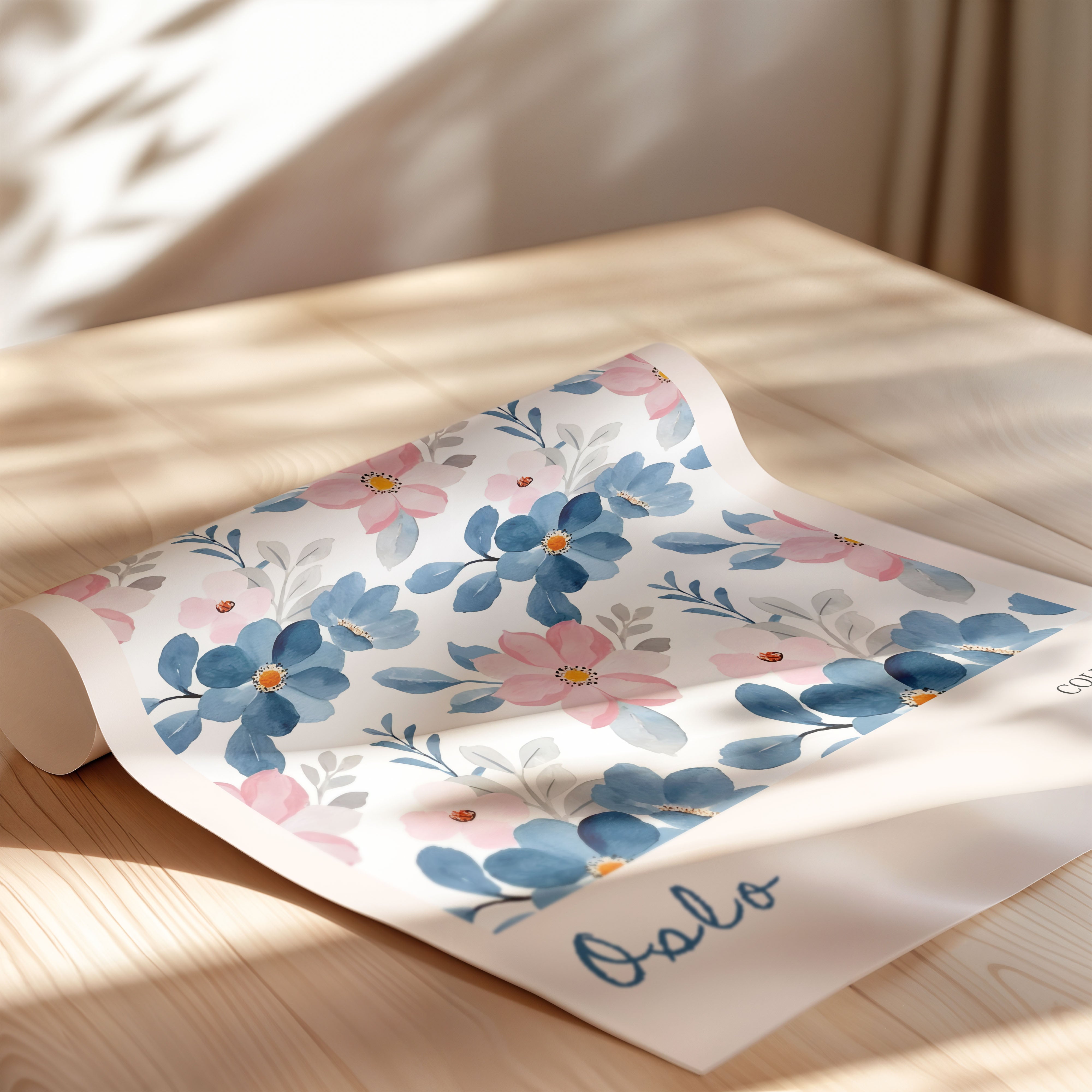 Oslo Soft Blue Floral Pattern