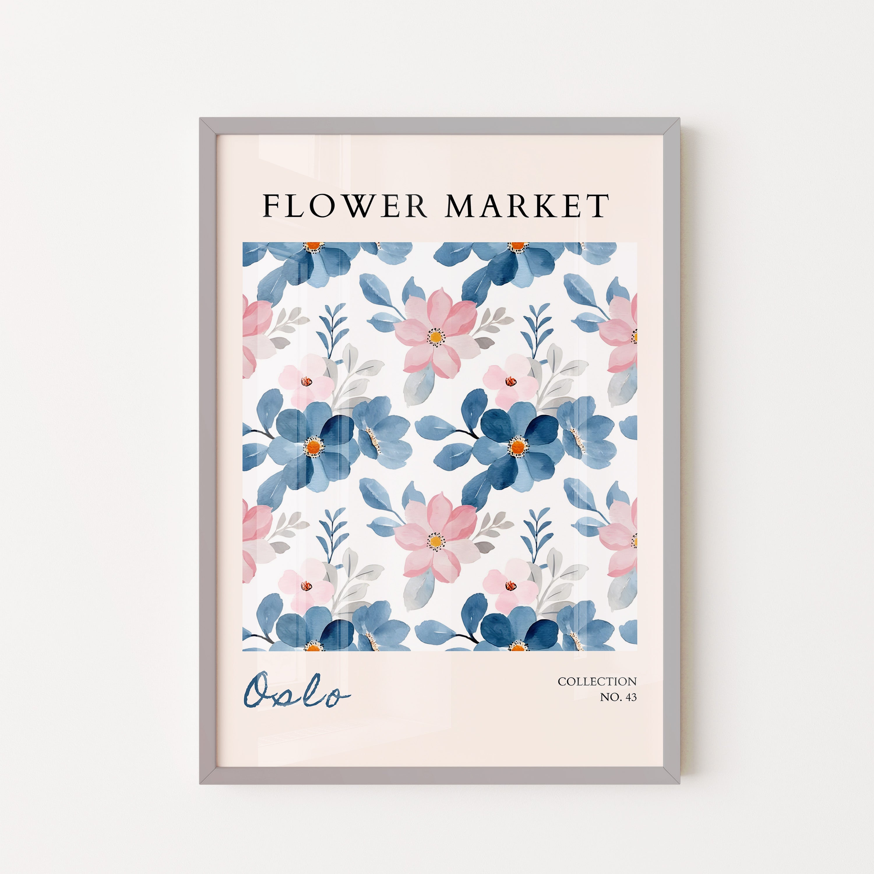 Oslo Soft Blue Floral Pattern