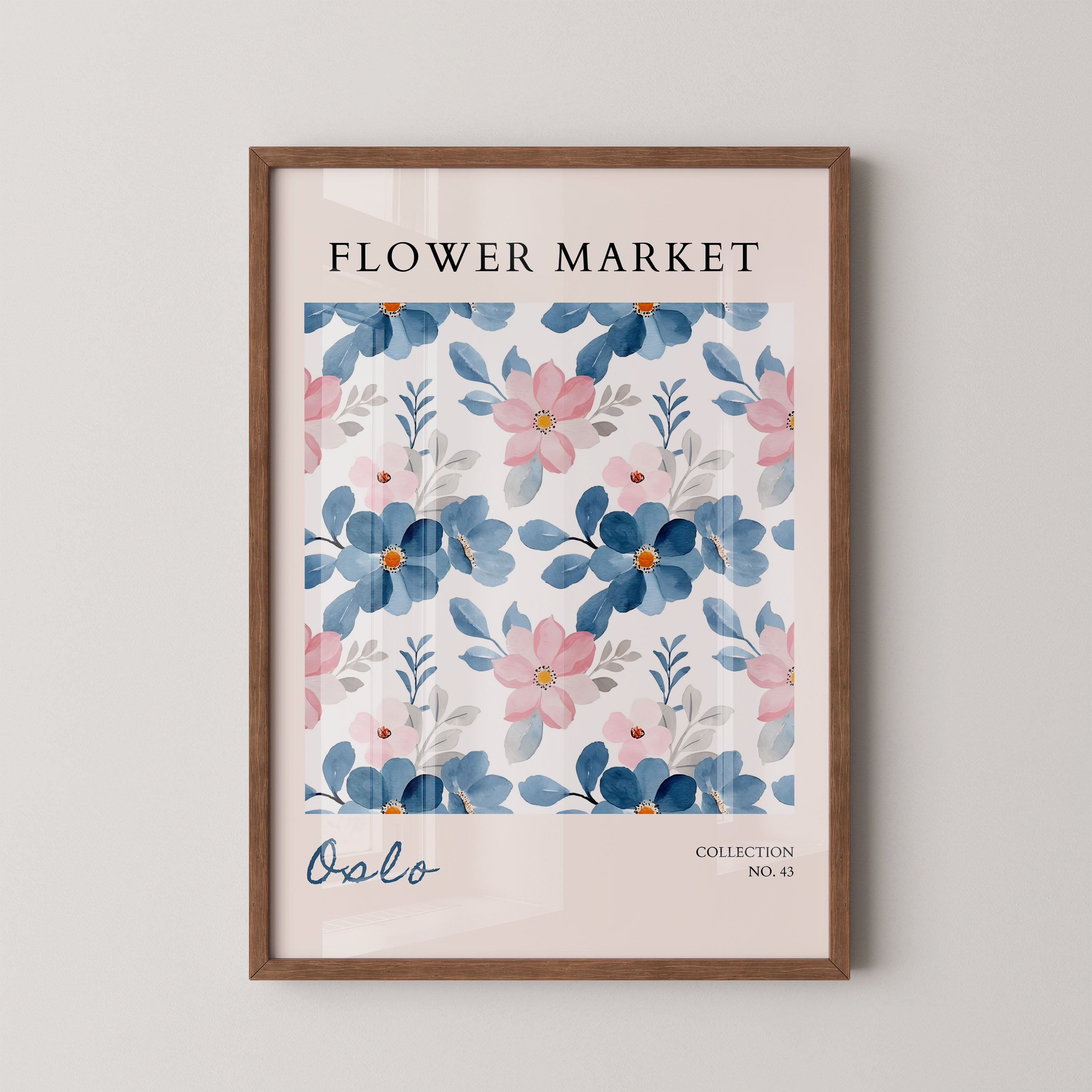 Oslo Soft Blue Floral Pattern