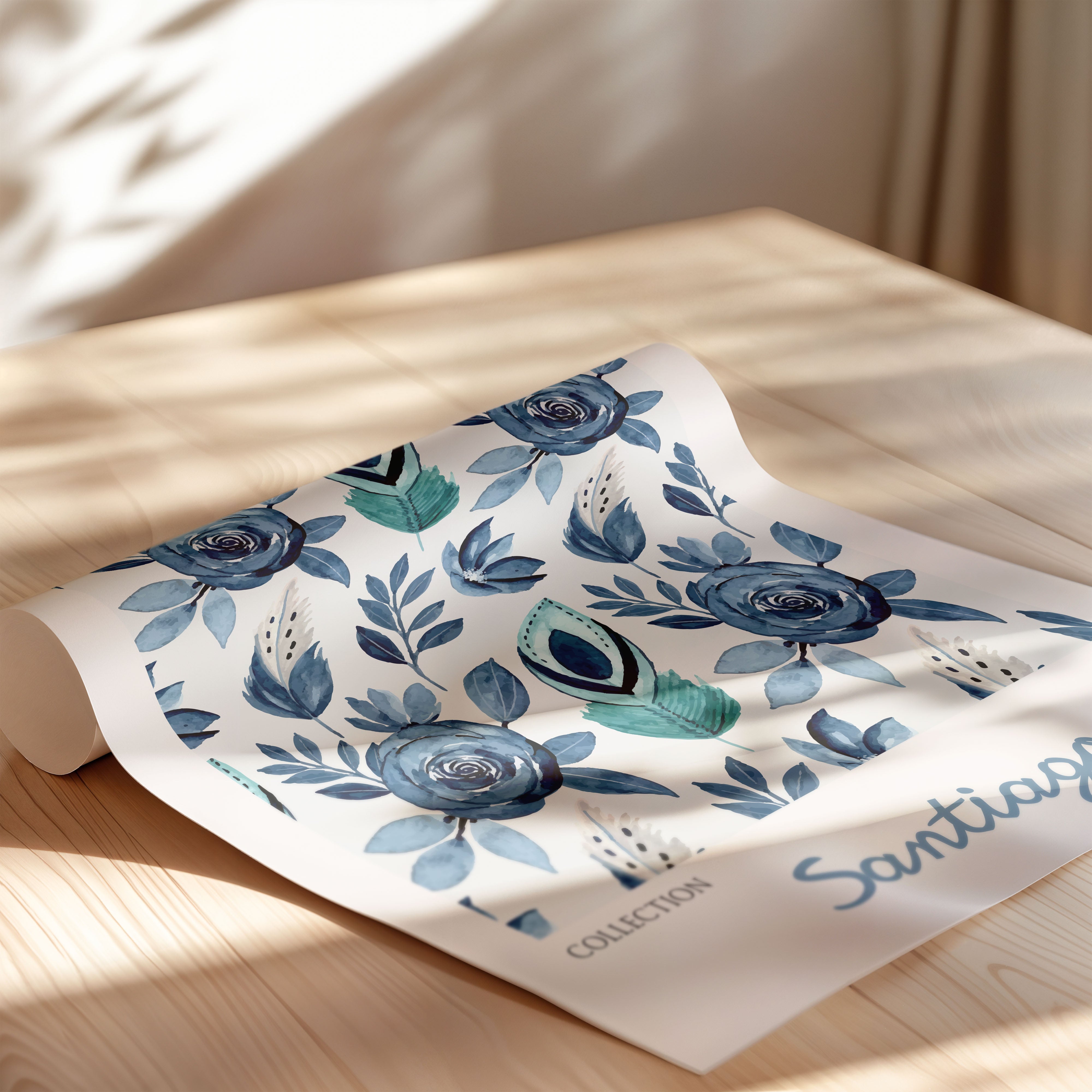 Santiago Blue Botanical Pattern
