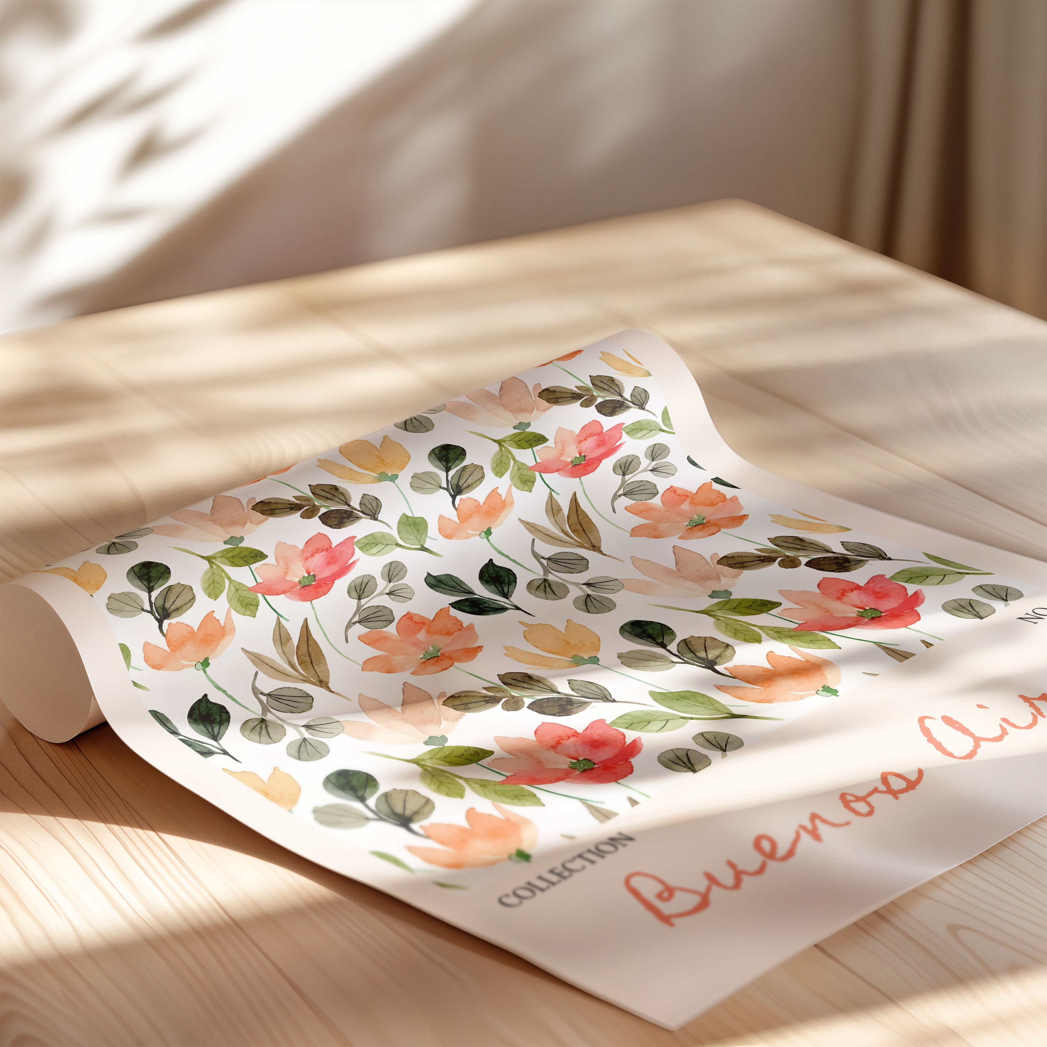 BueNo Borders Aires Soft Floral Natural Pattern