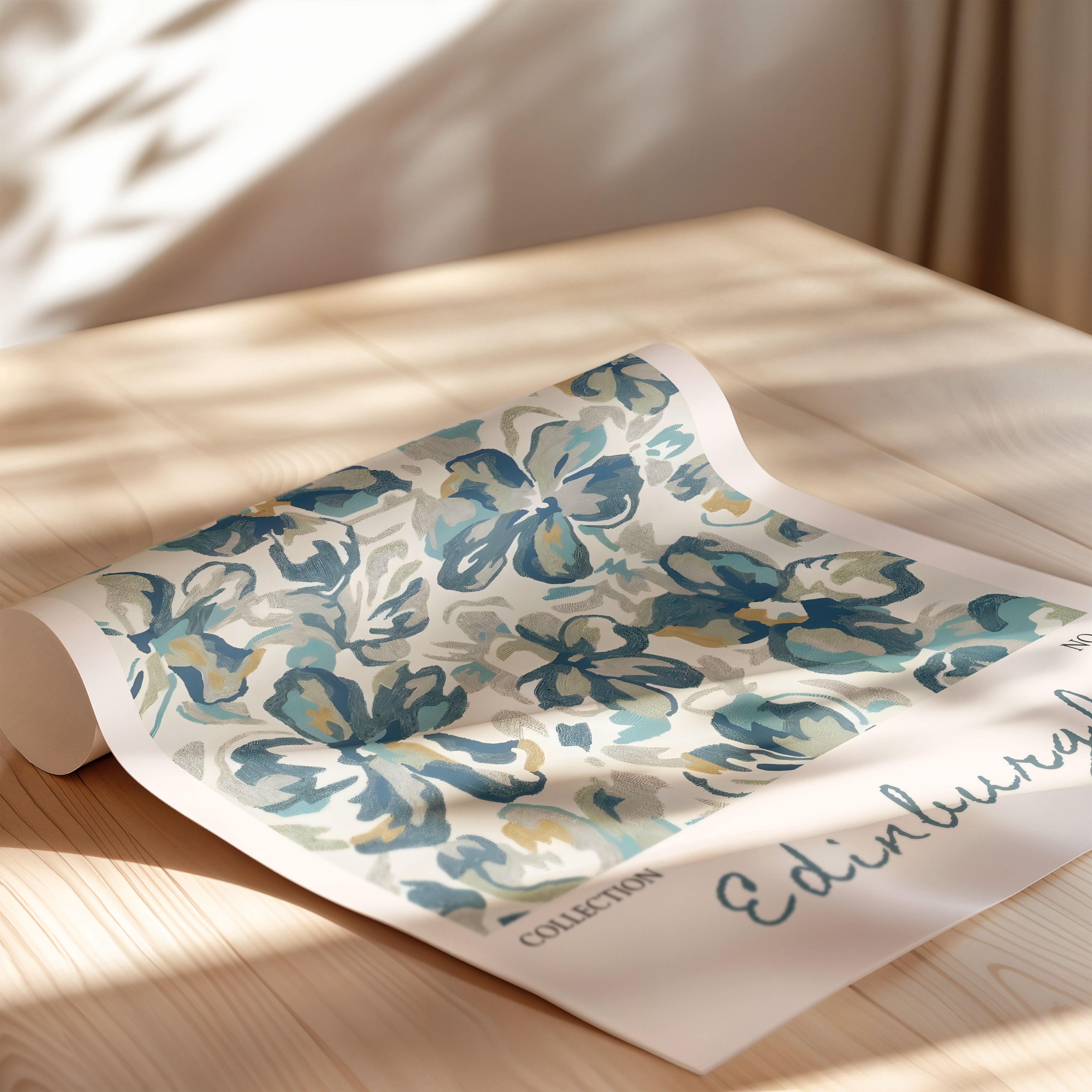 Edinburgh Blue Floral Texture