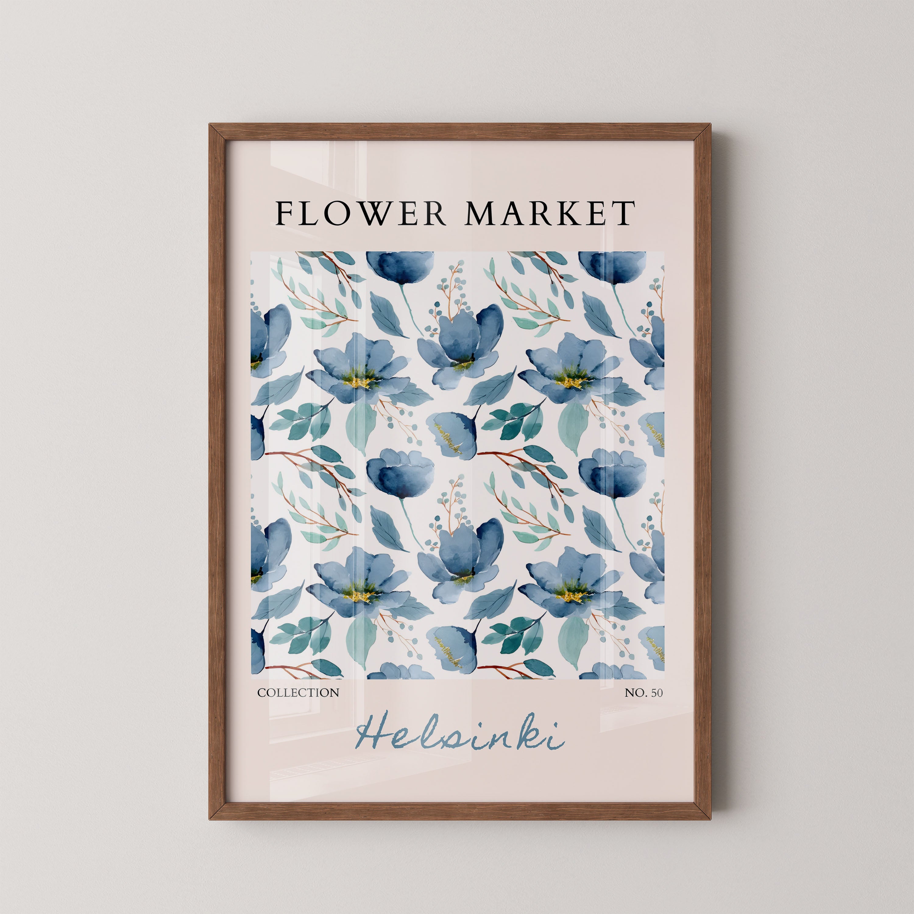 Helsinki Blue Floral Calm Pattern