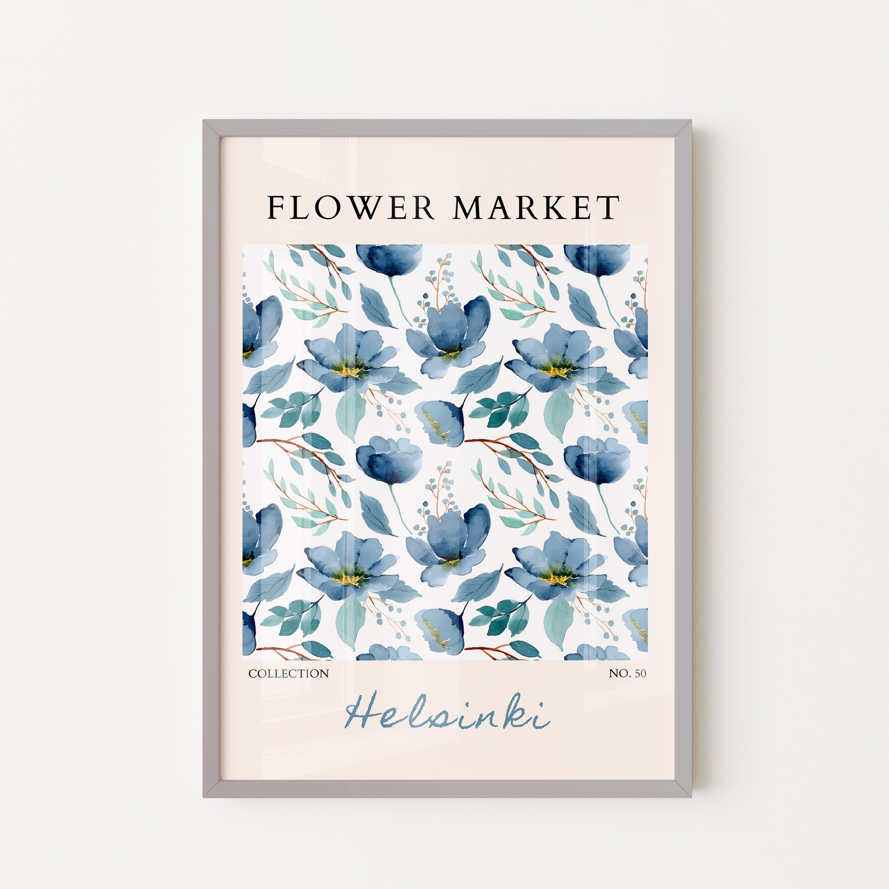 Helsinki Blue Floral Calm Pattern