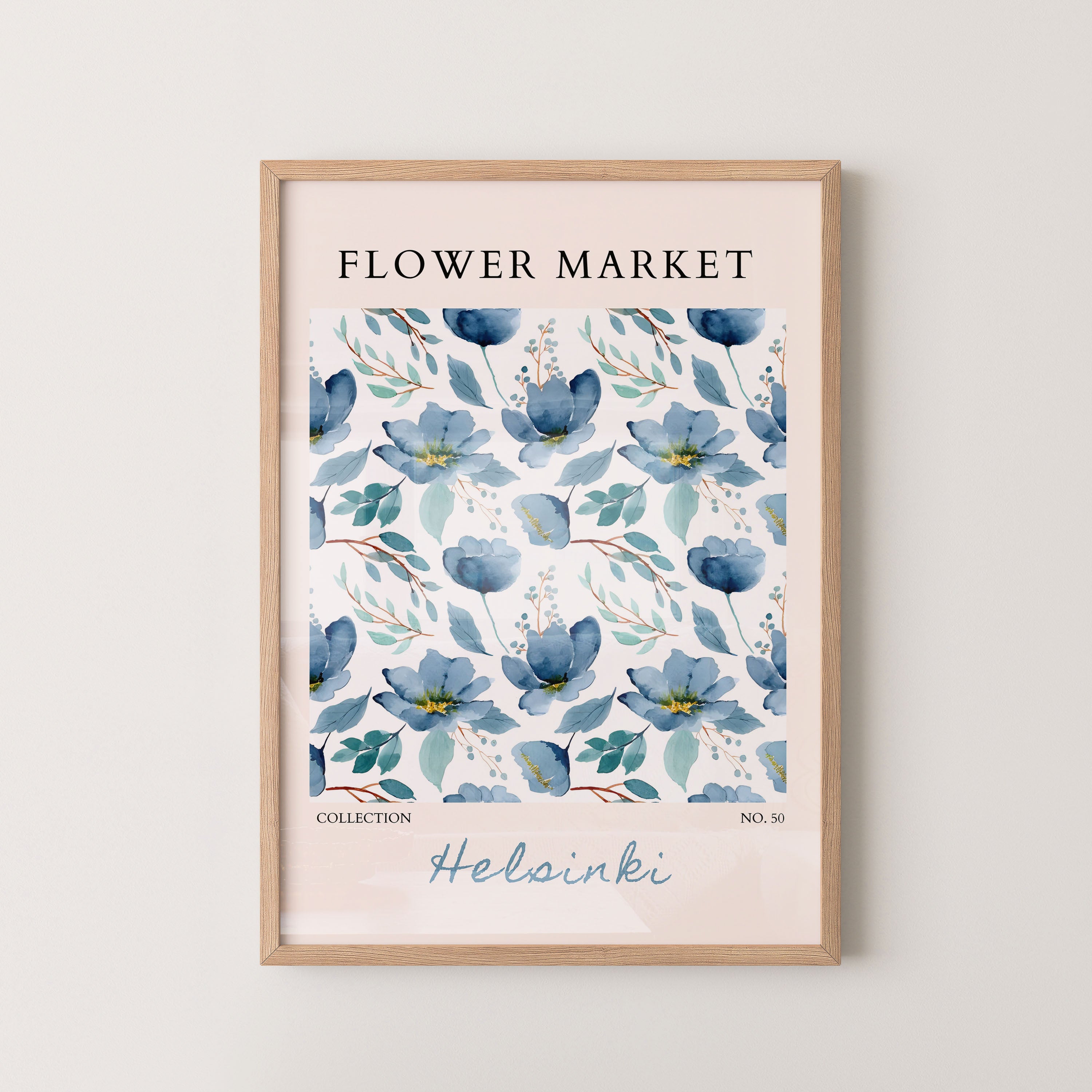 Helsinki Blue Floral Calm Pattern