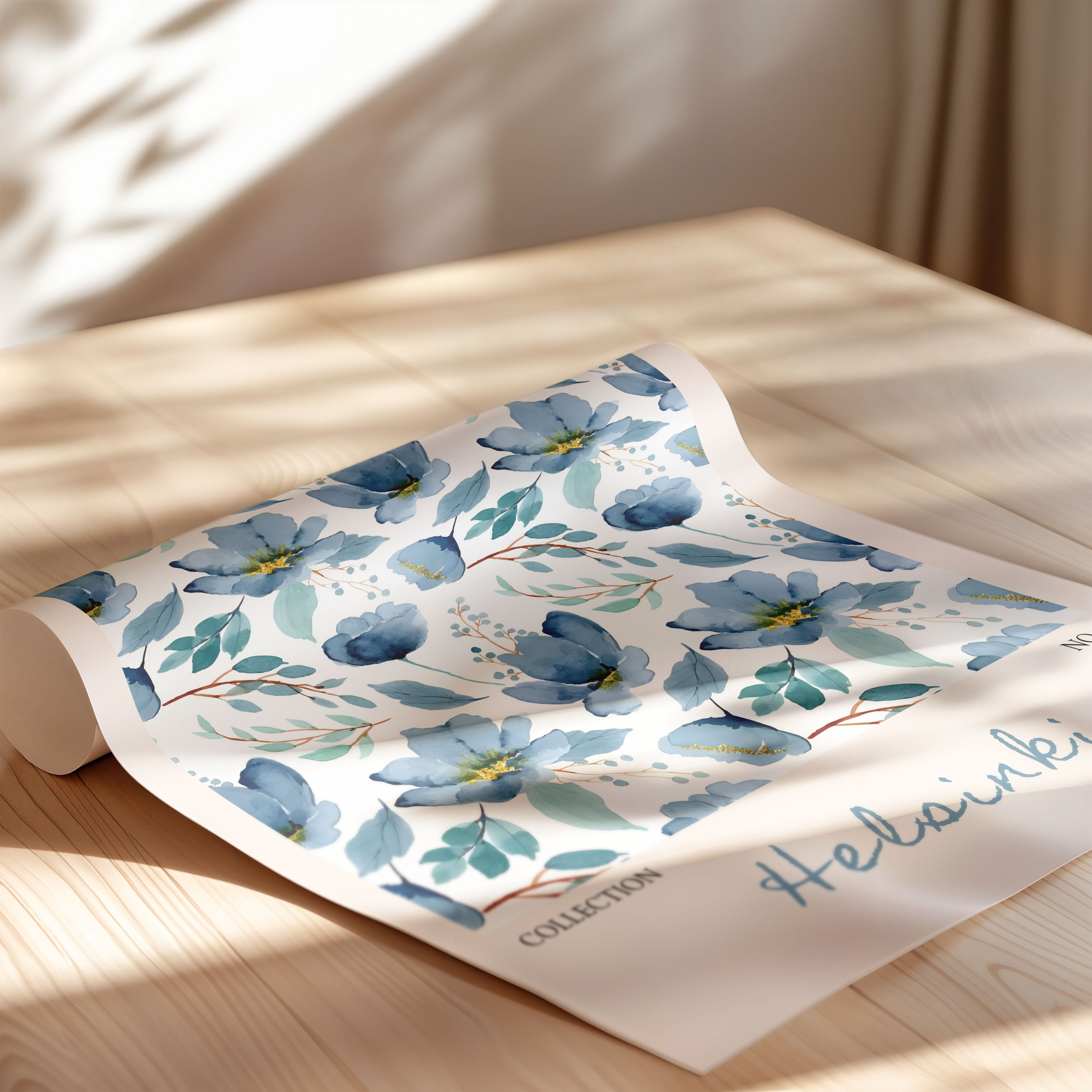 Helsinki Blue Floral Calm Pattern