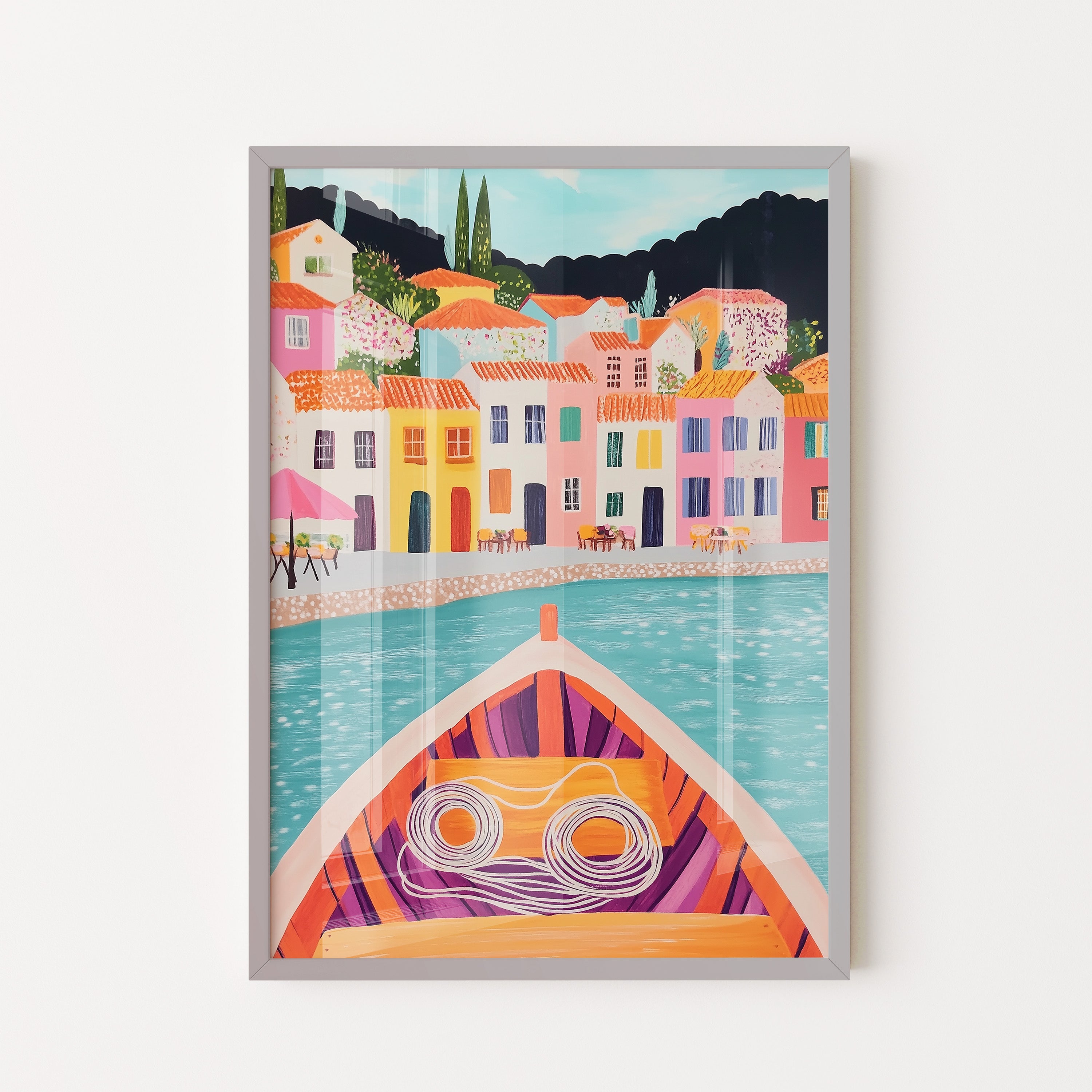 Boat View Of Mediterranean Coastal Village