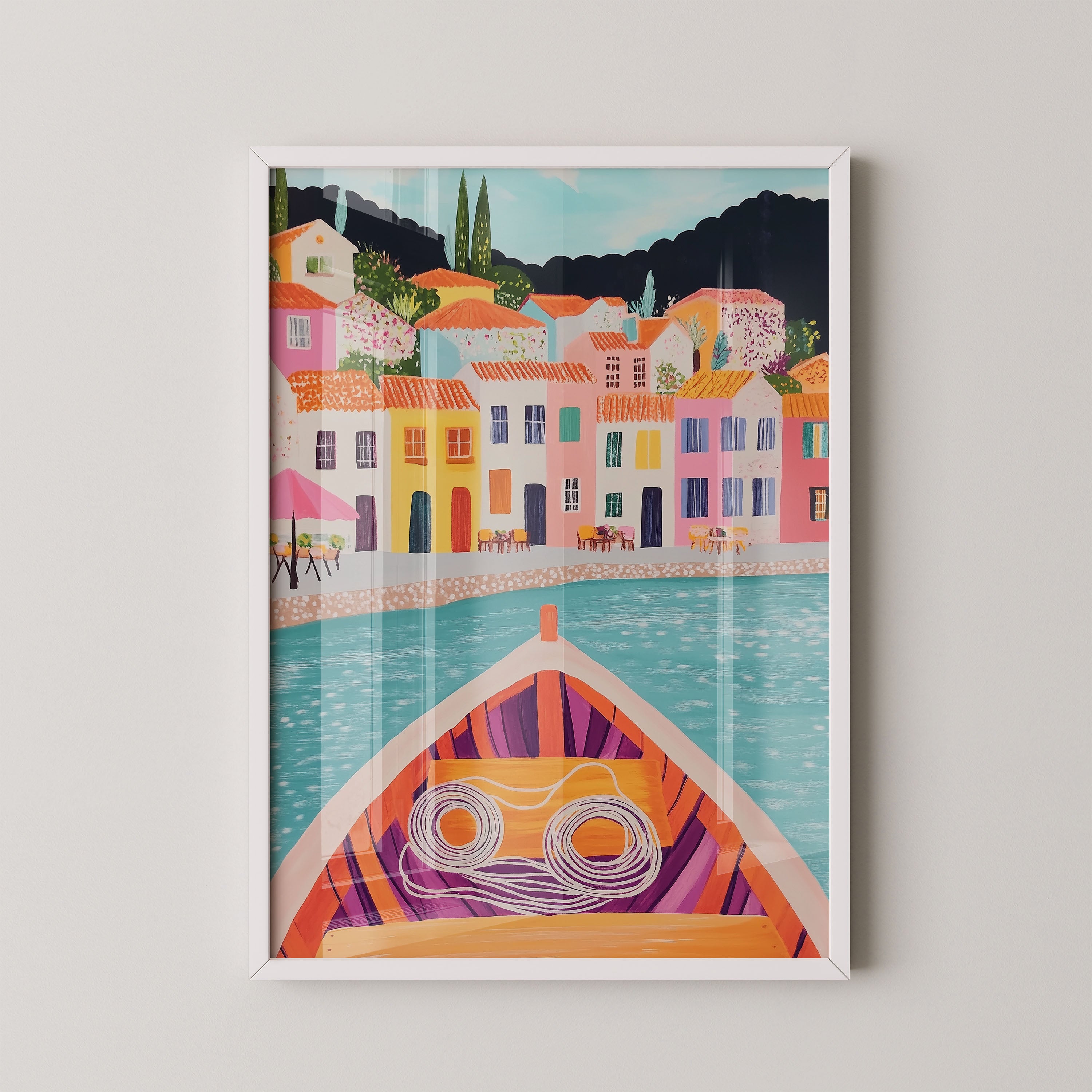 Boat View Of Mediterranean Coastal Village