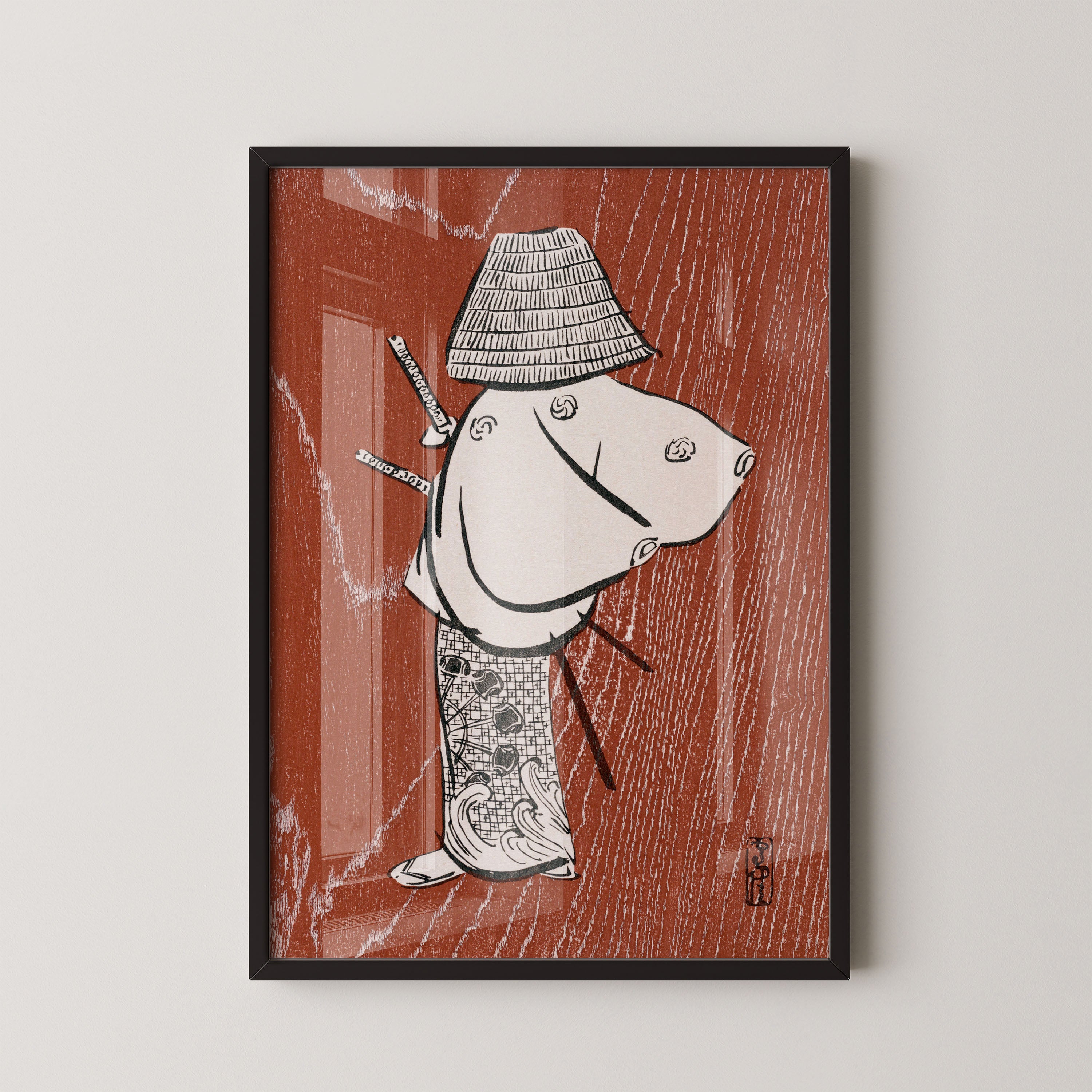 Japanese Ukiyo-e Traveler In Rain Print