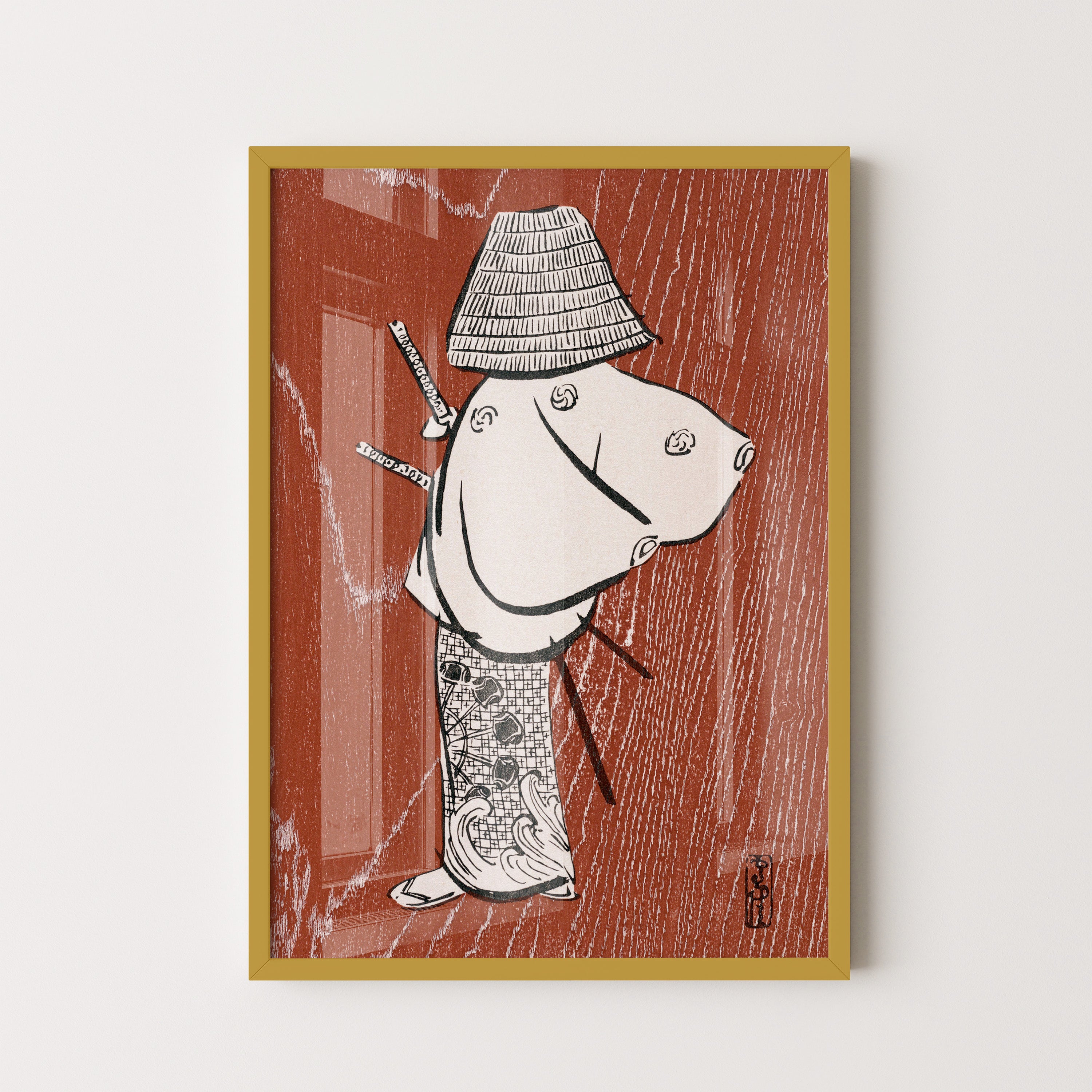 Japanese Ukiyo-e Traveler In Rain Print