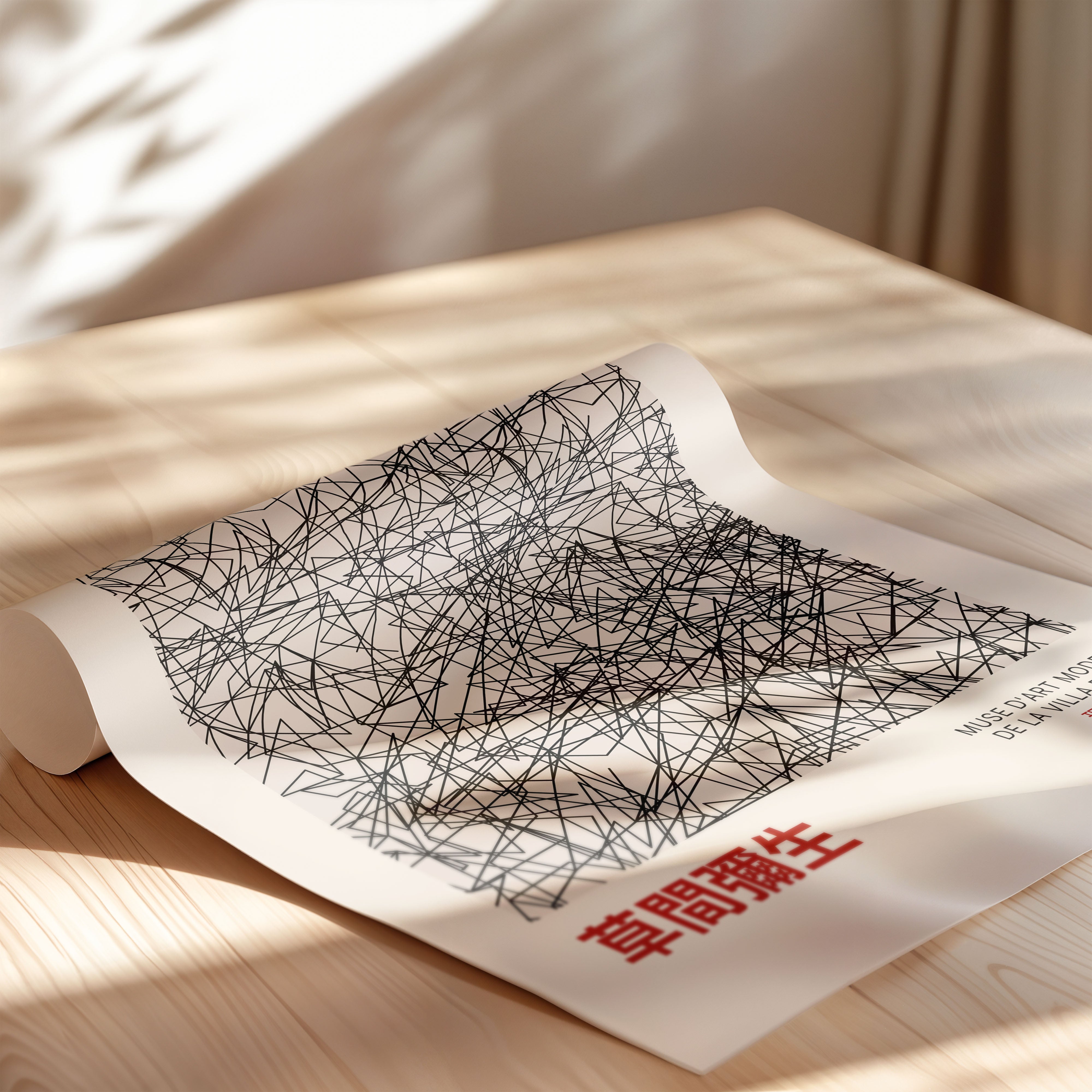 Japanese Art Print – Abstract Line Pattern Exhibition Poster
