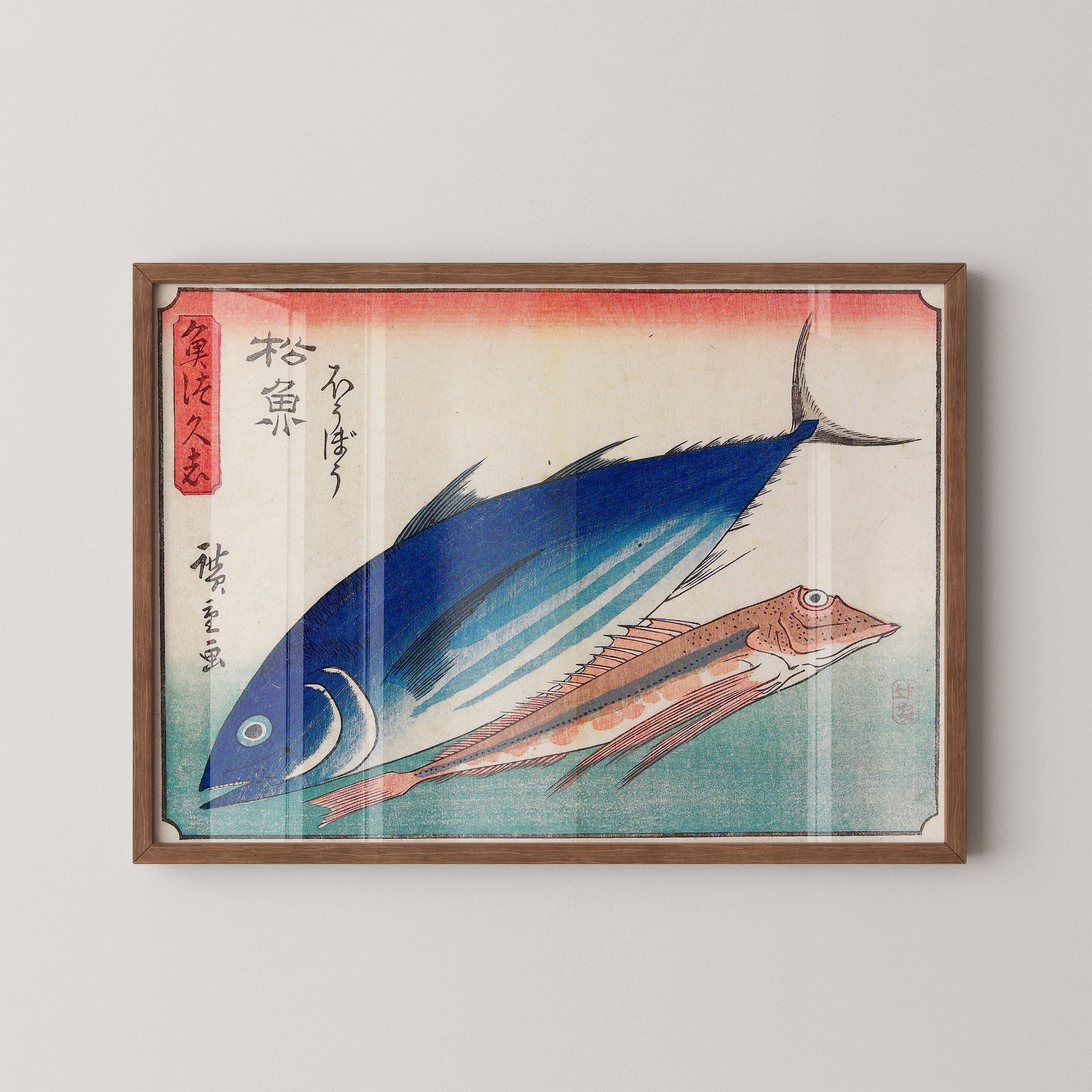 Japanese Vintage Art Print – Blue Fish Study