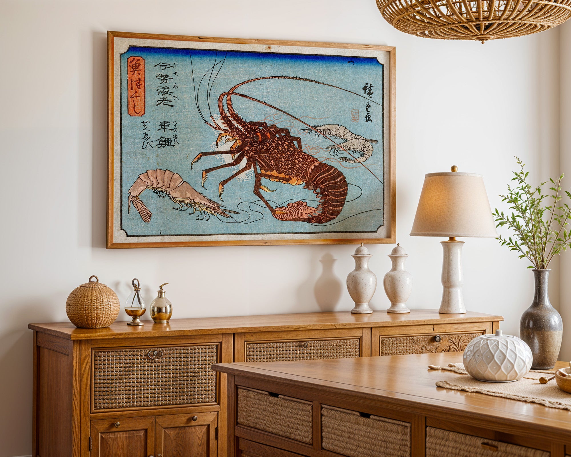 Japanese Vintage Art Print – Lobster And Shrimp Study