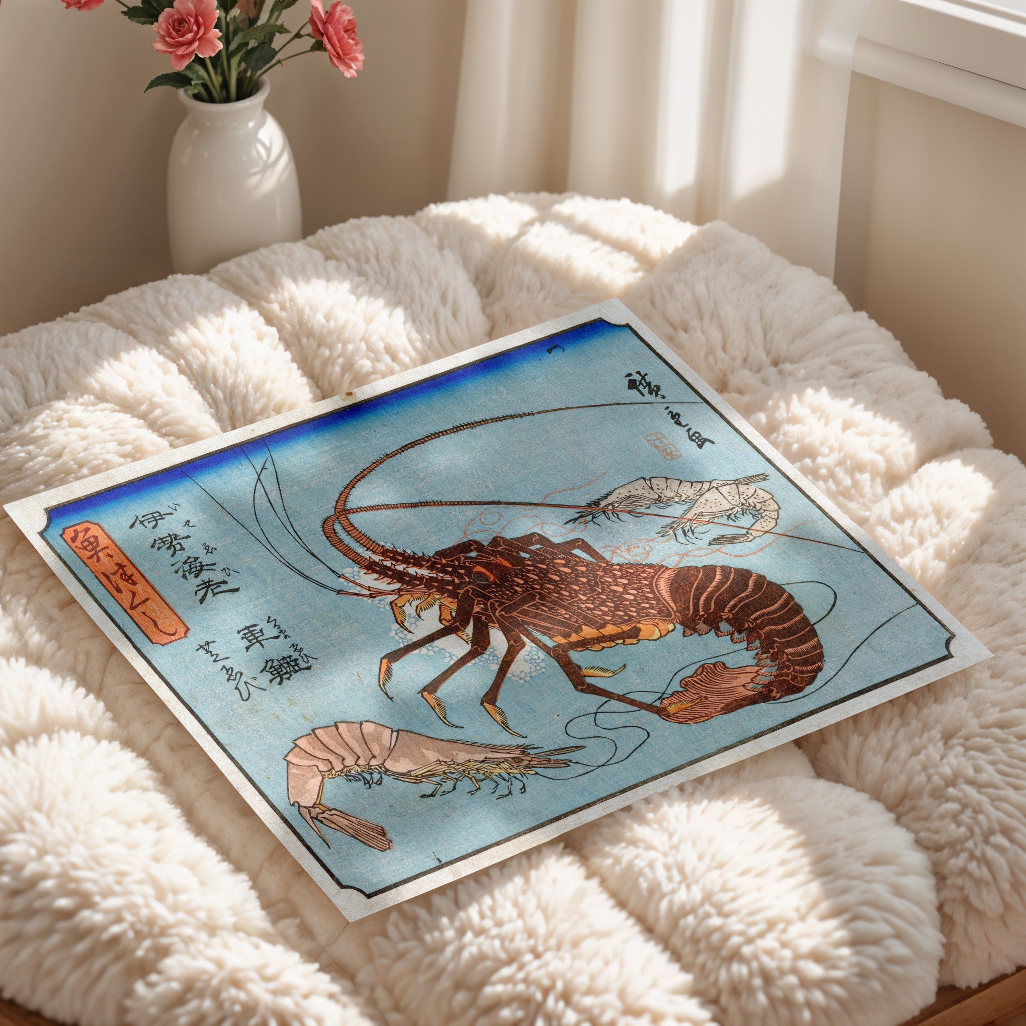 Japanese Vintage Art Print – Lobster And Shrimp Study