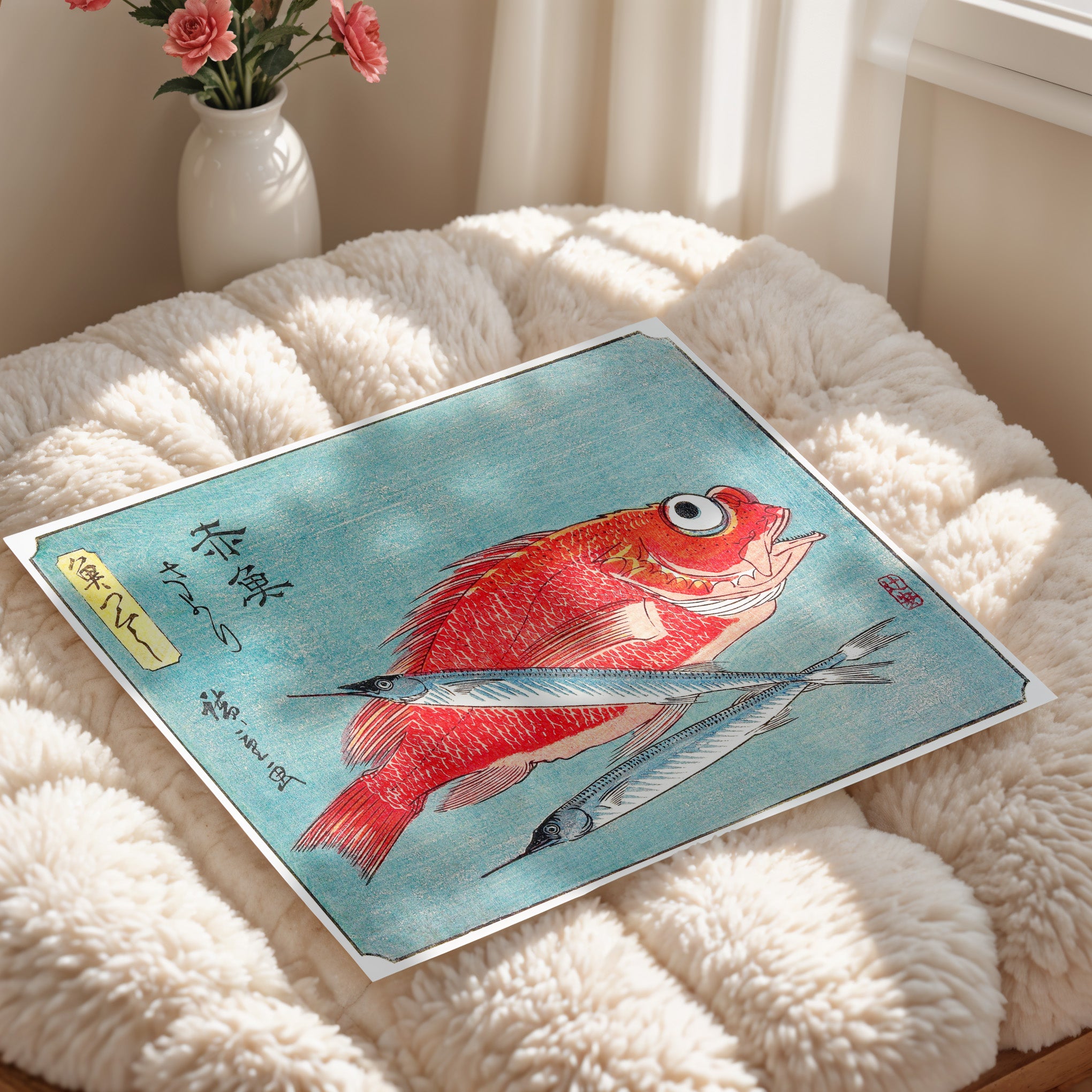 Japanese Vintage Art Print – Red Fish Study