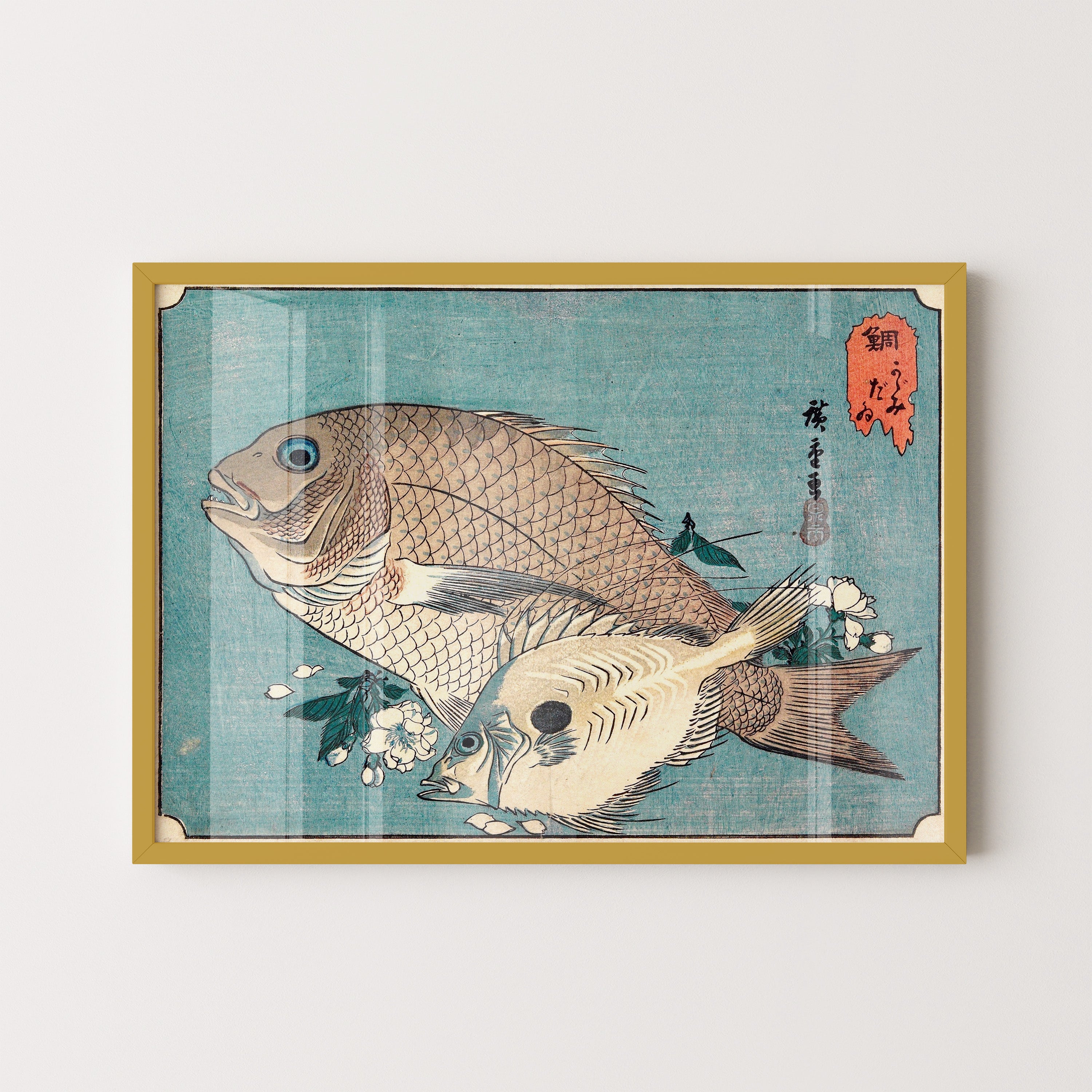 Japanese Vintage Art Print – Two Fish Study
