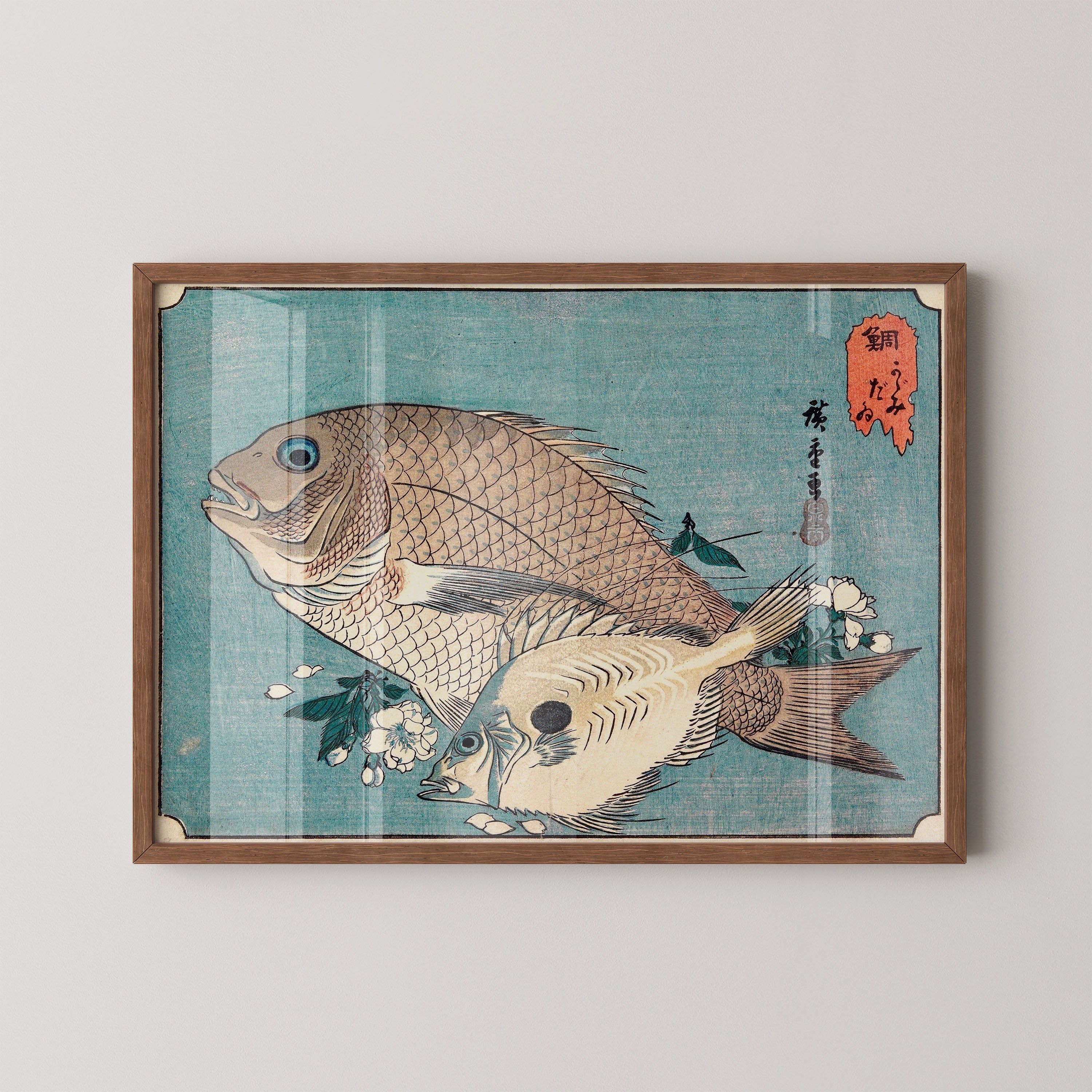 Japanese Vintage Art Print – Two Fish Study