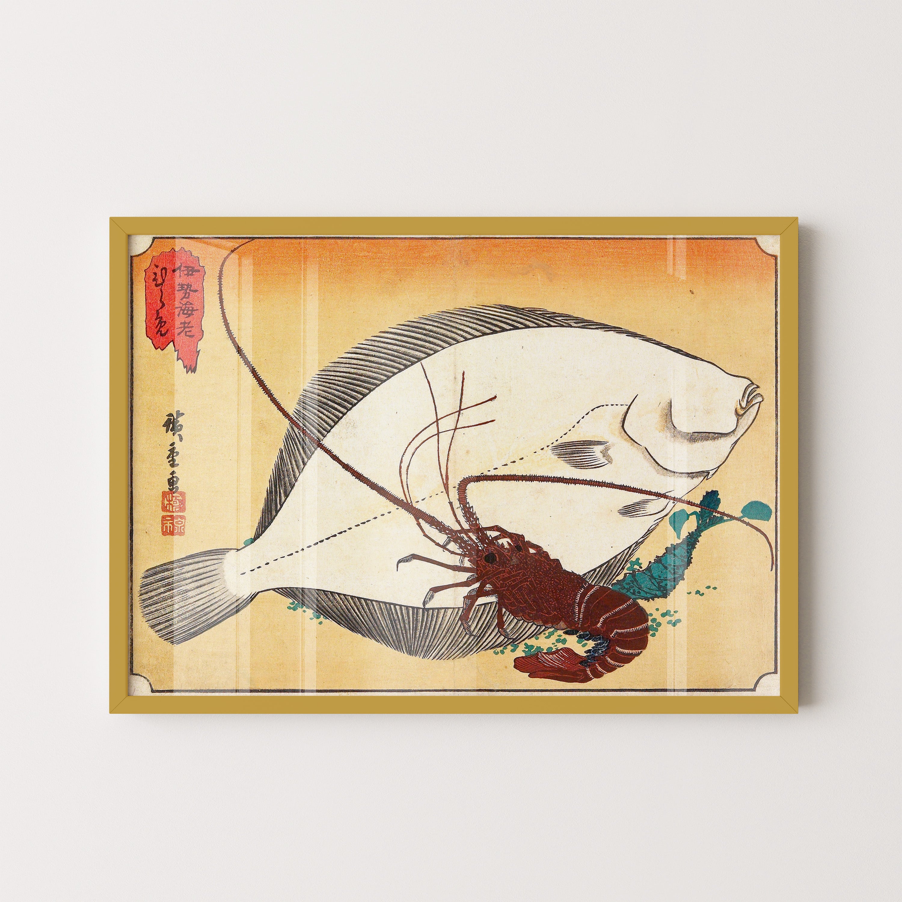 Japanese Vintage Art Print – Fish And Lobster