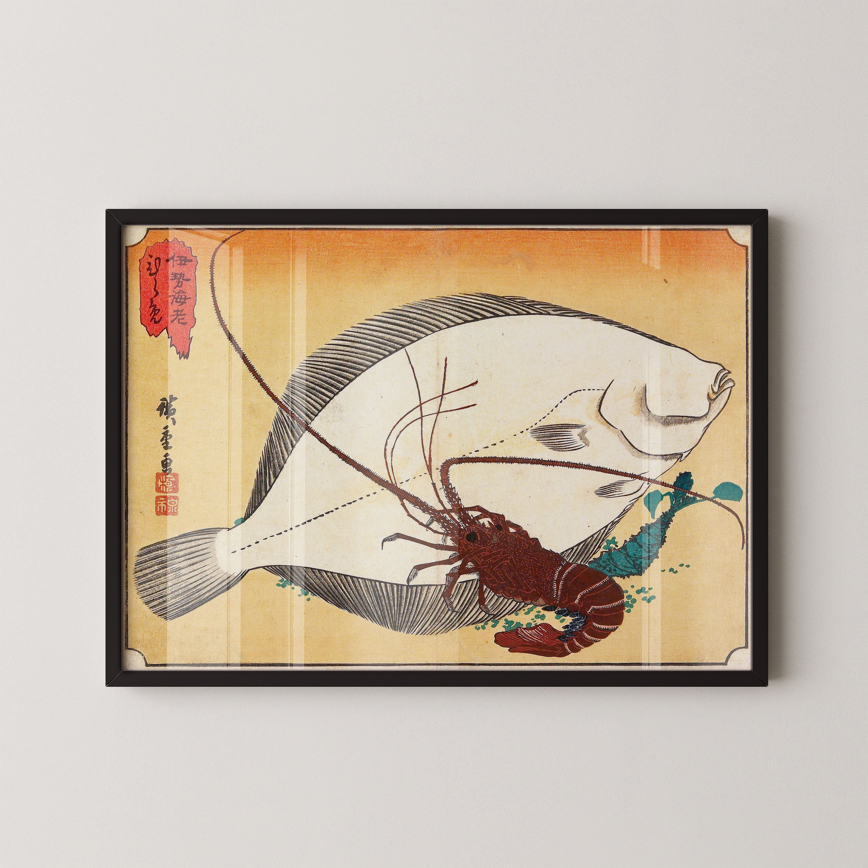 Japanese Vintage Art Print – Fish And Lobster