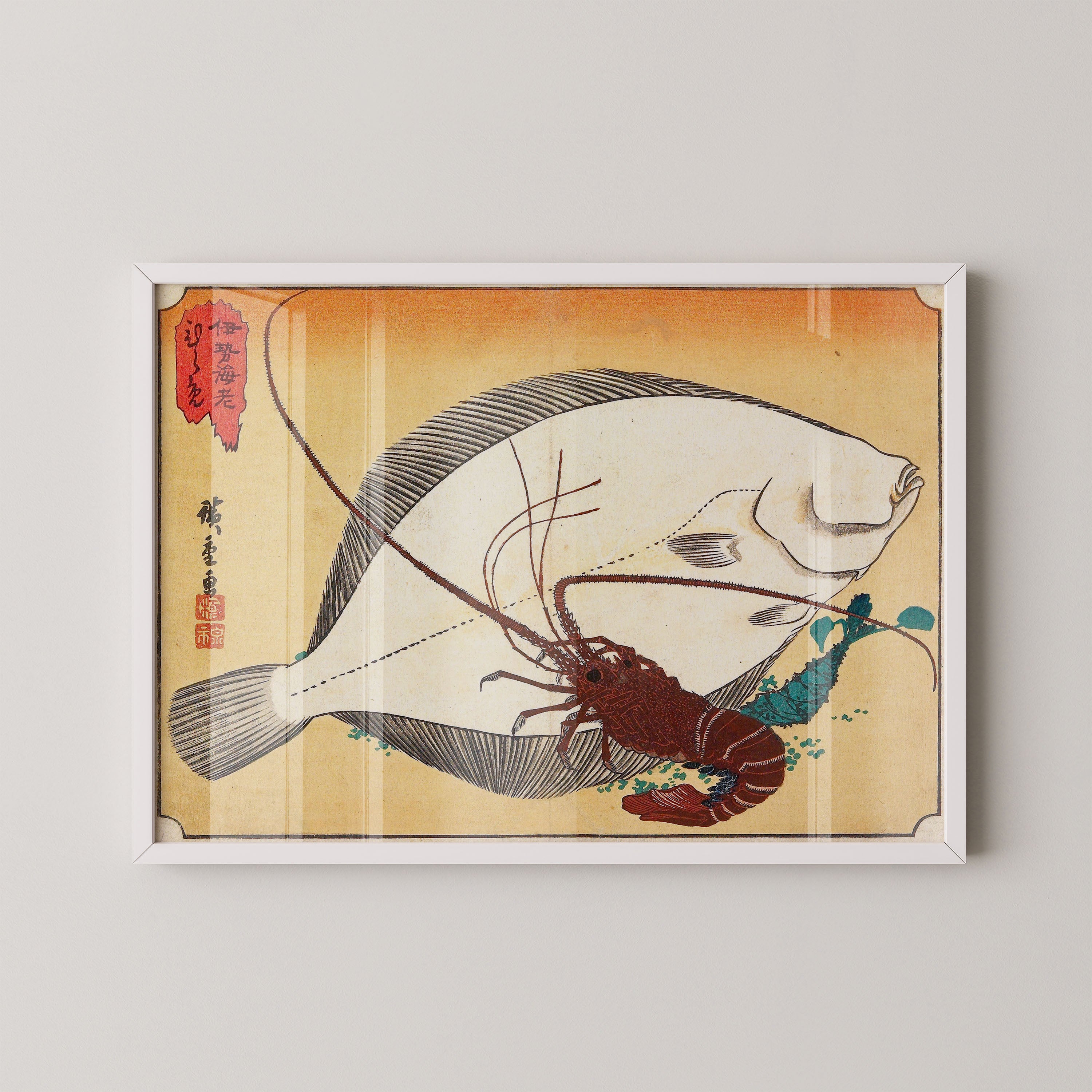 Japanese Vintage Art Print – Fish And Lobster