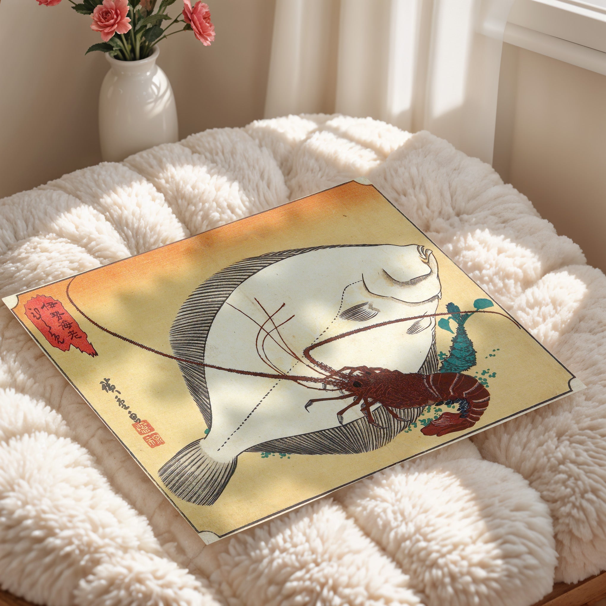 Japanese Vintage Art Print – Fish And Lobster