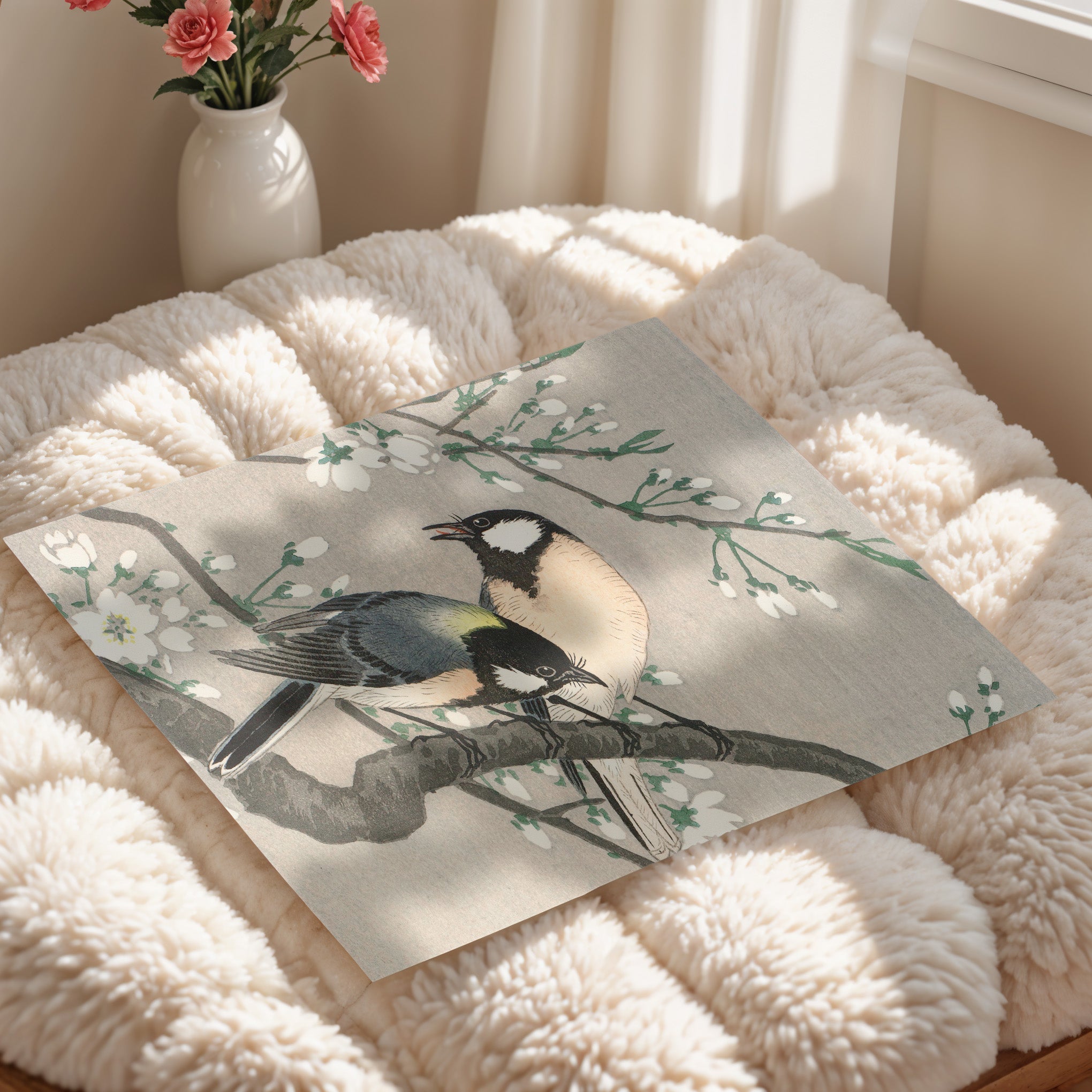 Japanese Ukiyo-E Style Art Print – Birds And Blossom Branch