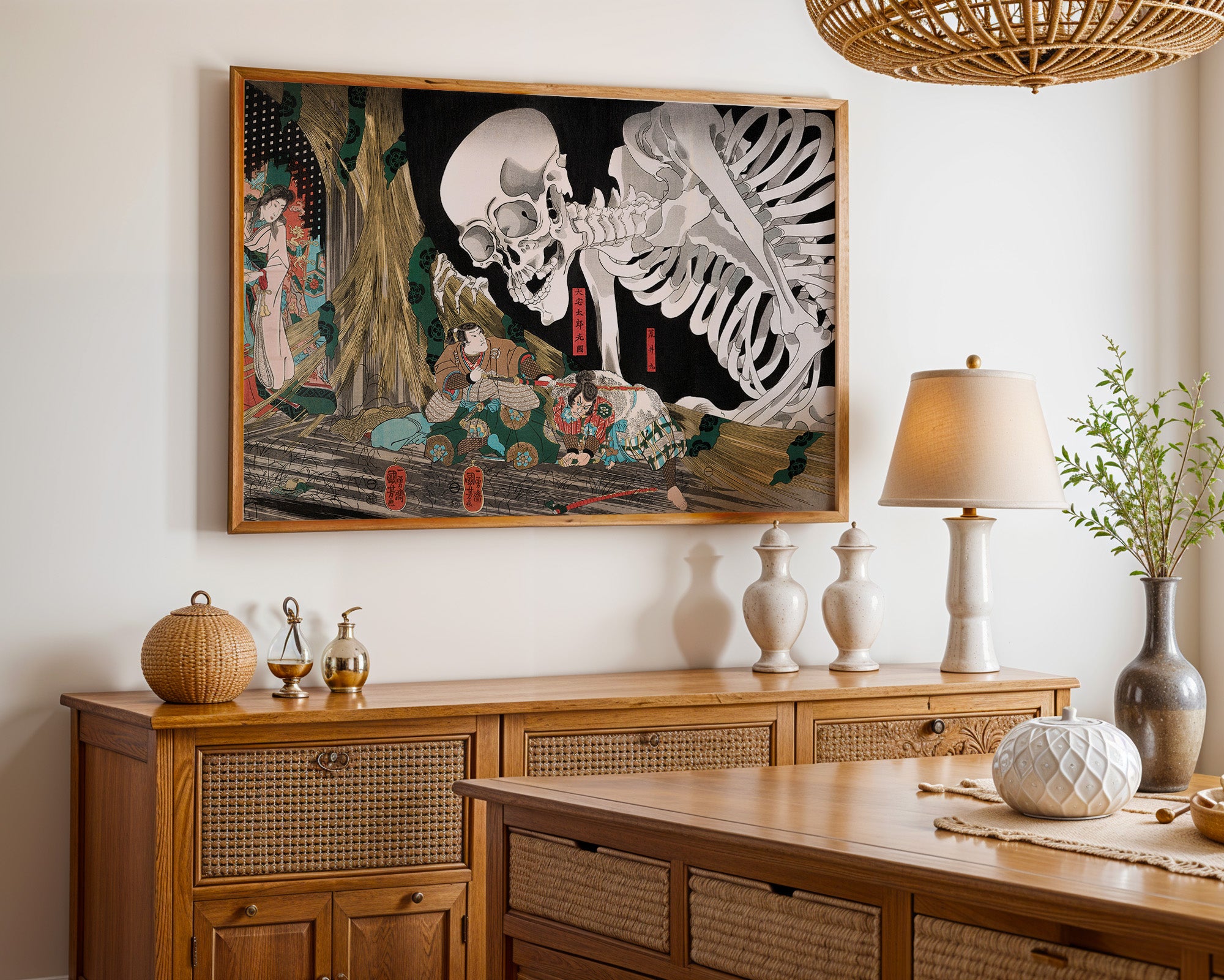 Japanese Ukiyo-E Style Art Print – Ghost Skeleton Scene