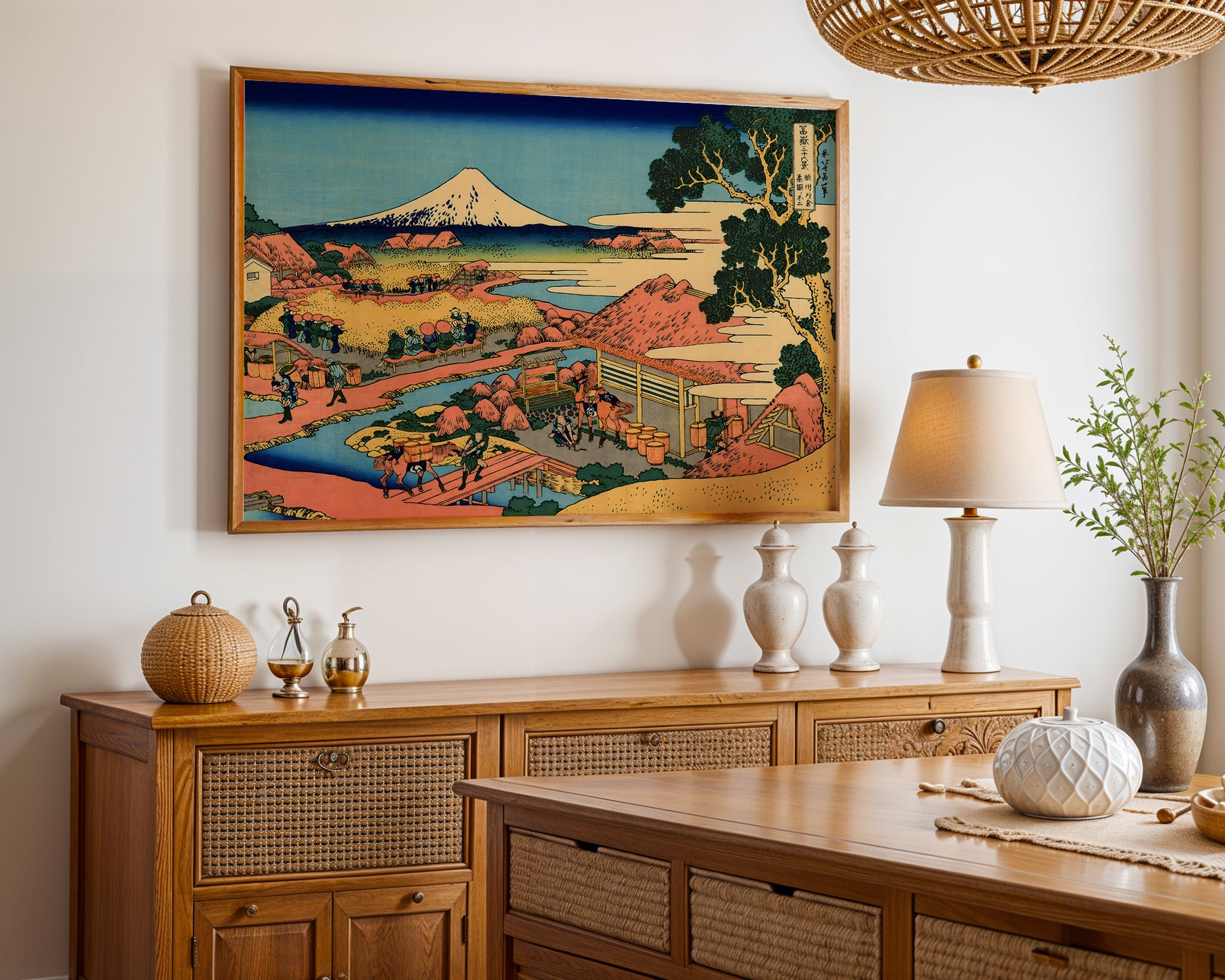 Japanese Ukiyo-E Style Art Print – Fuji Village Landscape