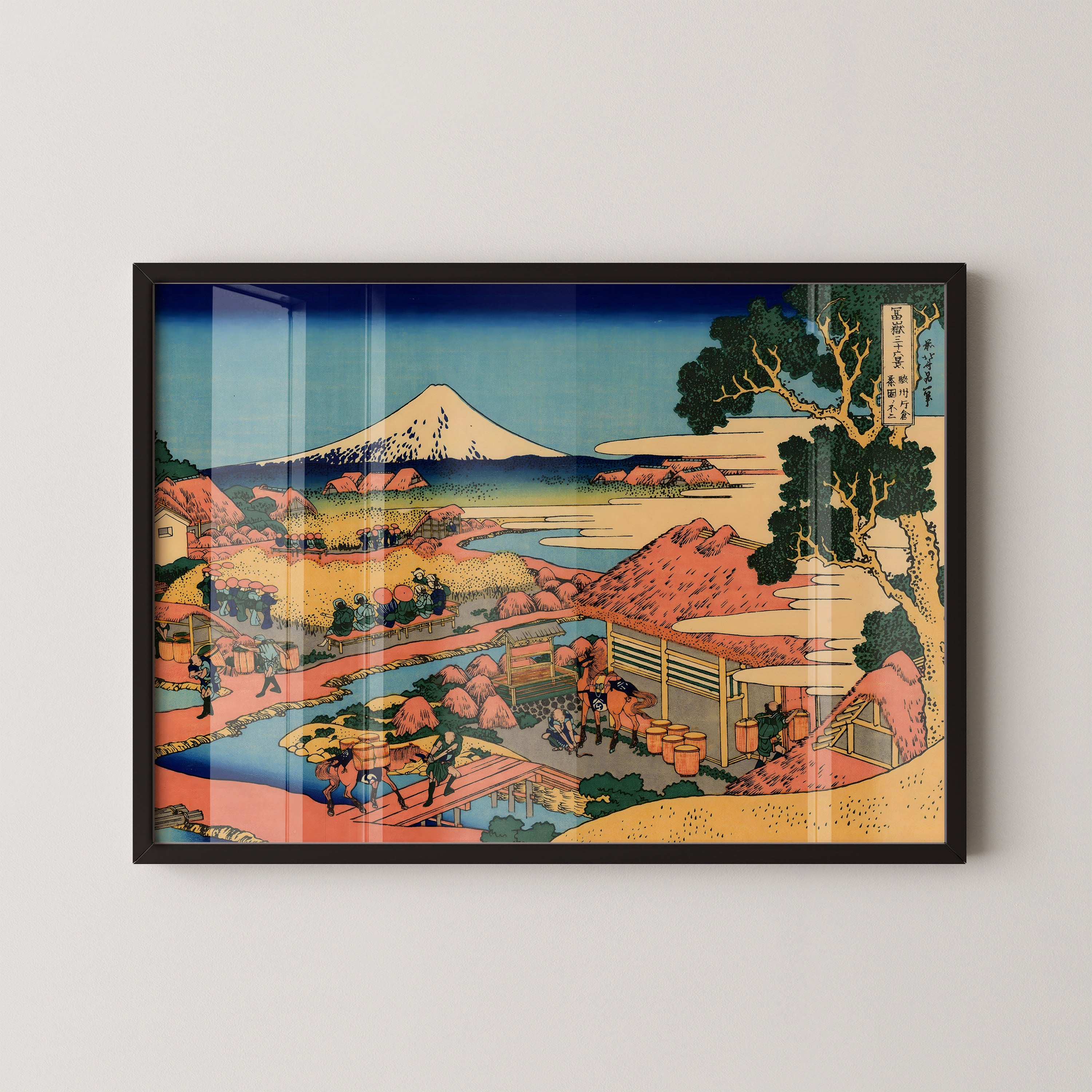 Japanese Ukiyo-E Style Art Print – Fuji Village Landscape