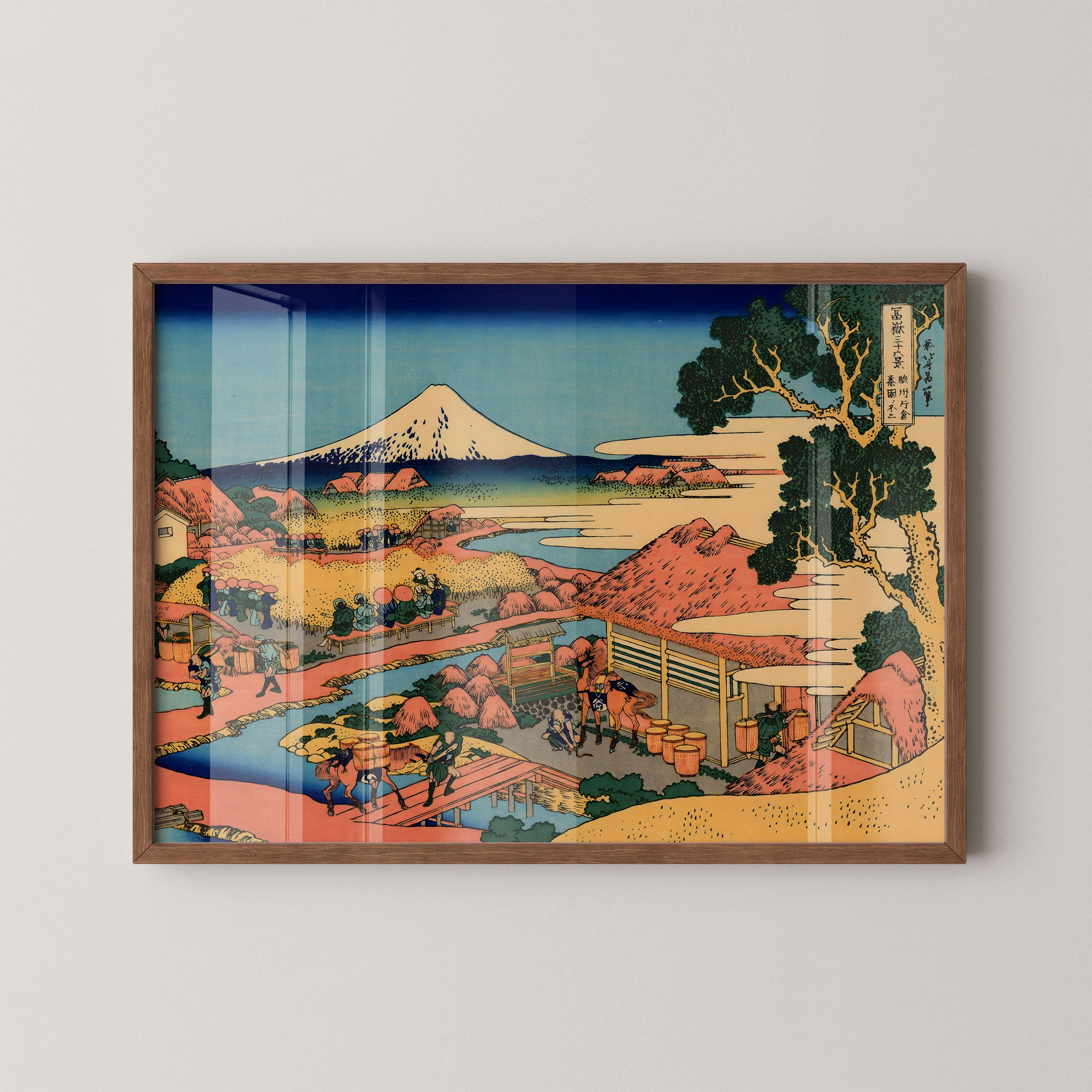Japanese Ukiyo-E Style Art Print – Fuji Village Landscape