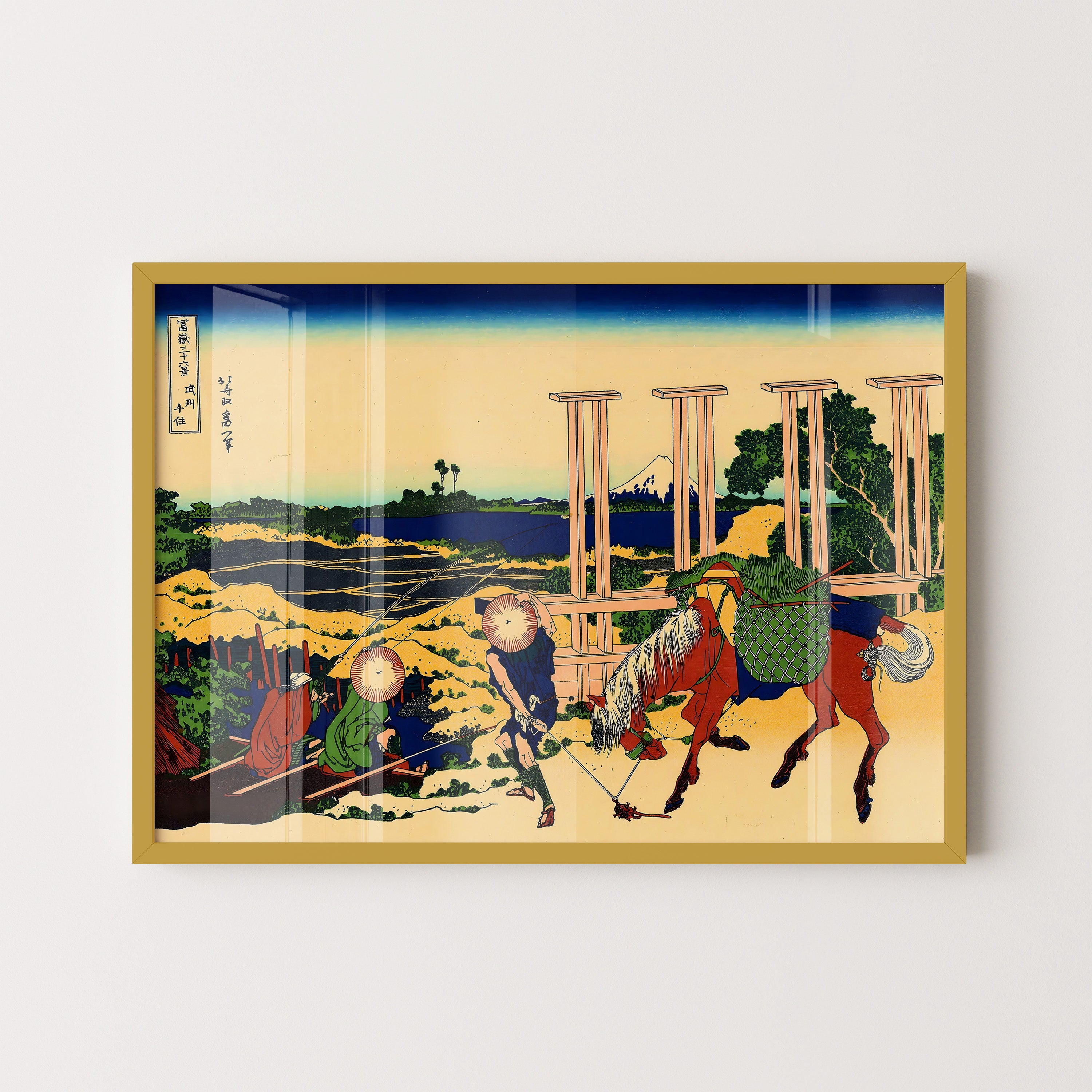 Japanese Ukiyo-e Style Art Print – Horse And Travelers