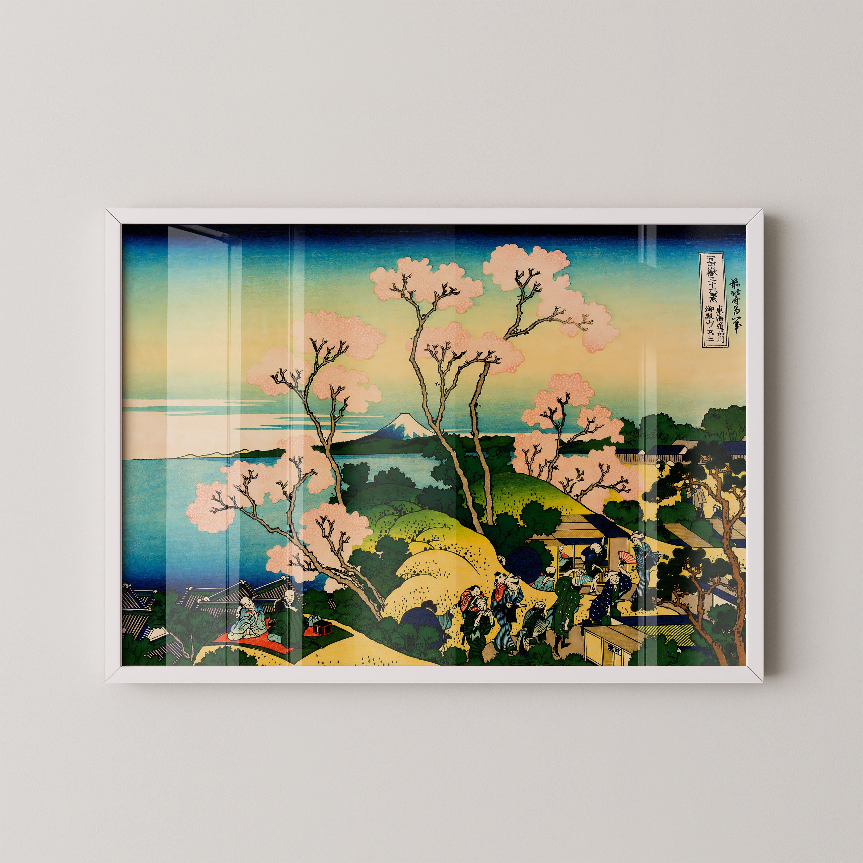 Japanese Cherry Blossom Hillside Scene Print