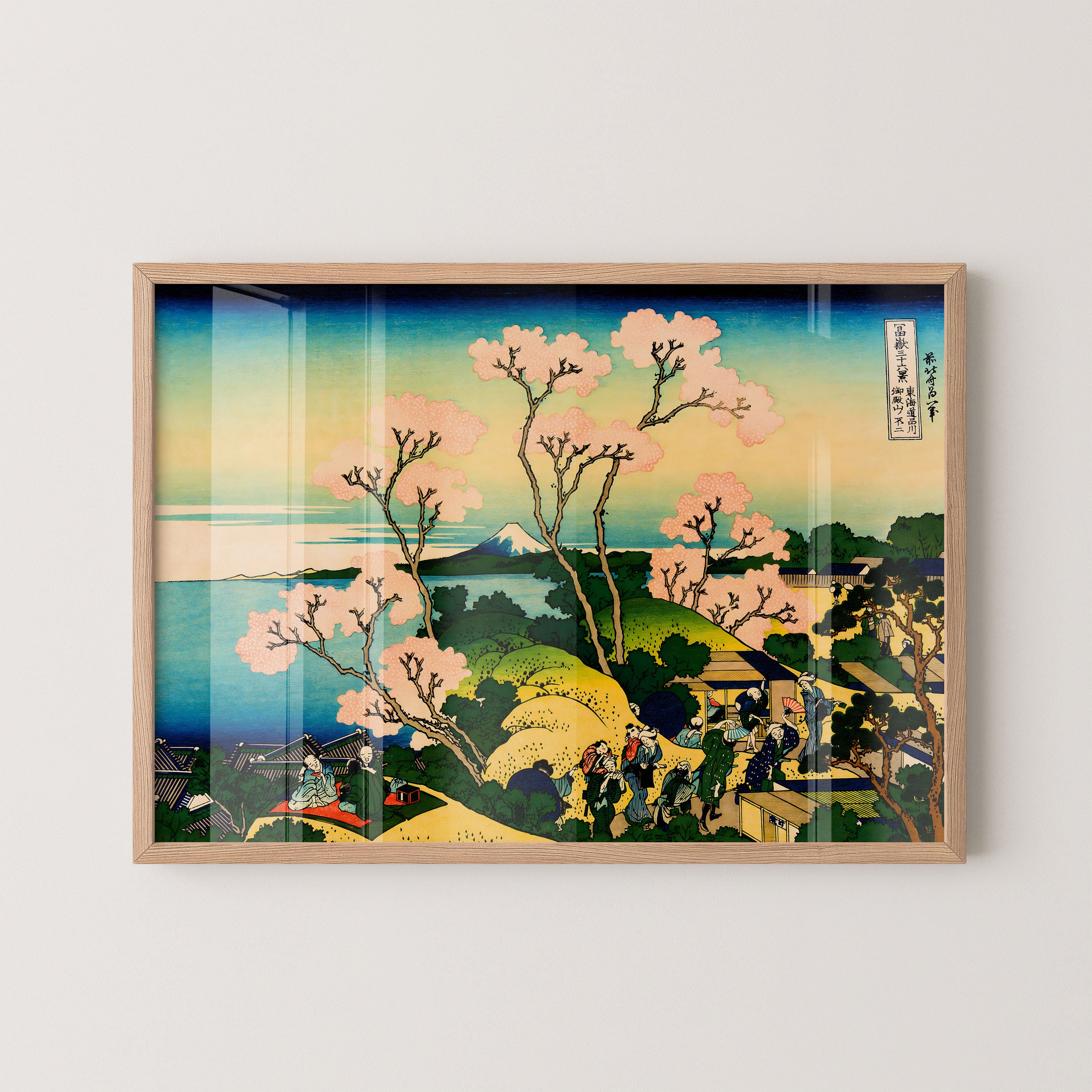 Japanese Cherry Blossom Hillside Scene Print