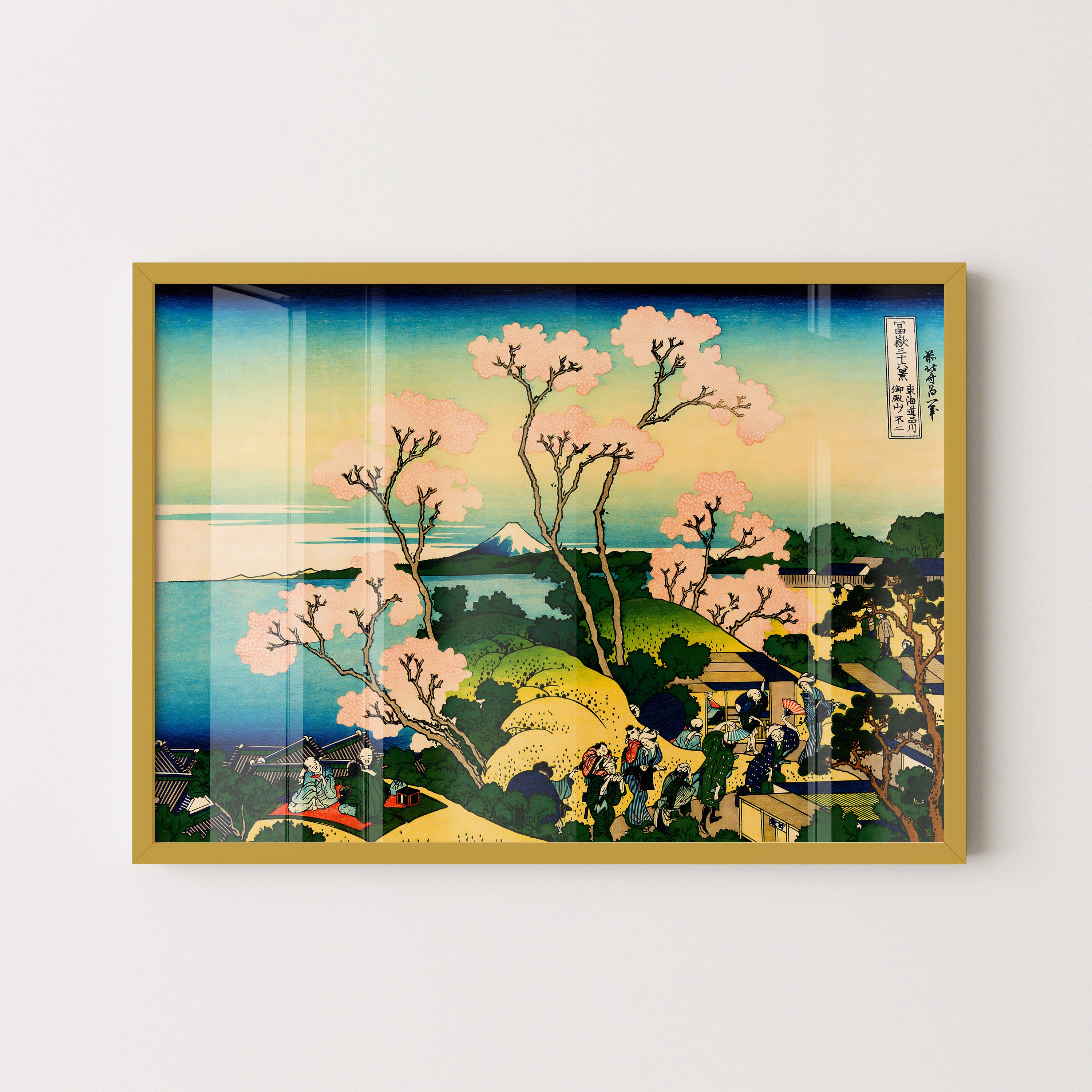 Japanese Cherry Blossom Hillside Scene Print