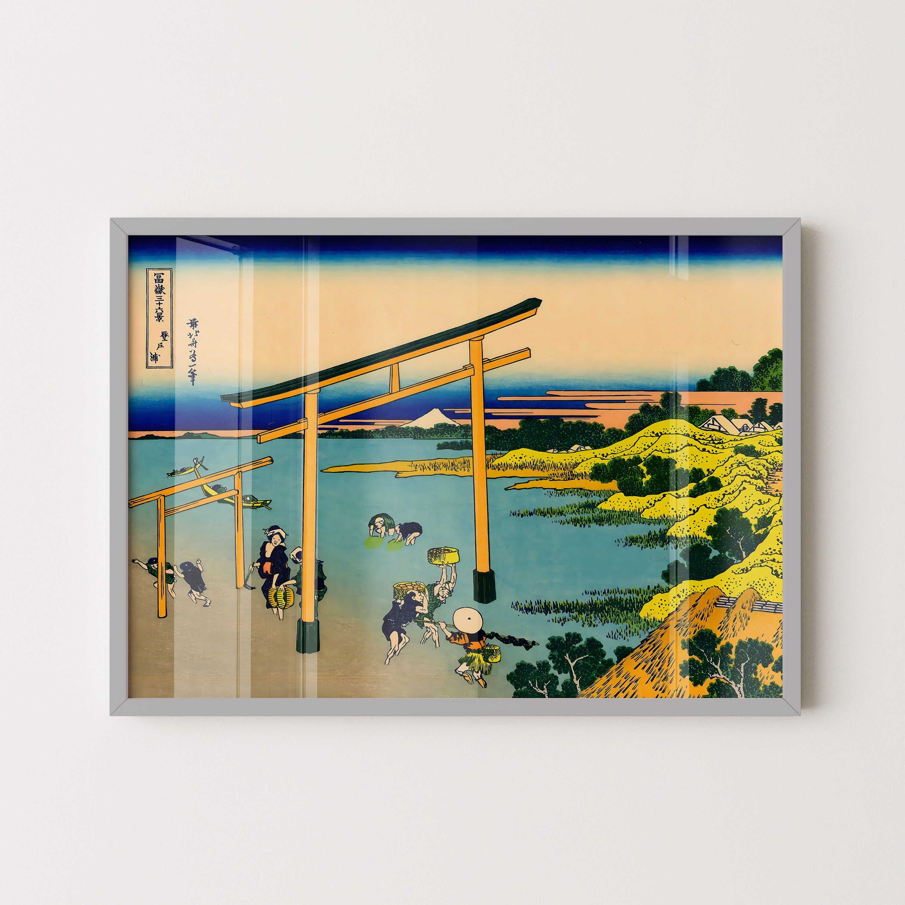 Japanese Torii Gate Riverside Landscape Print