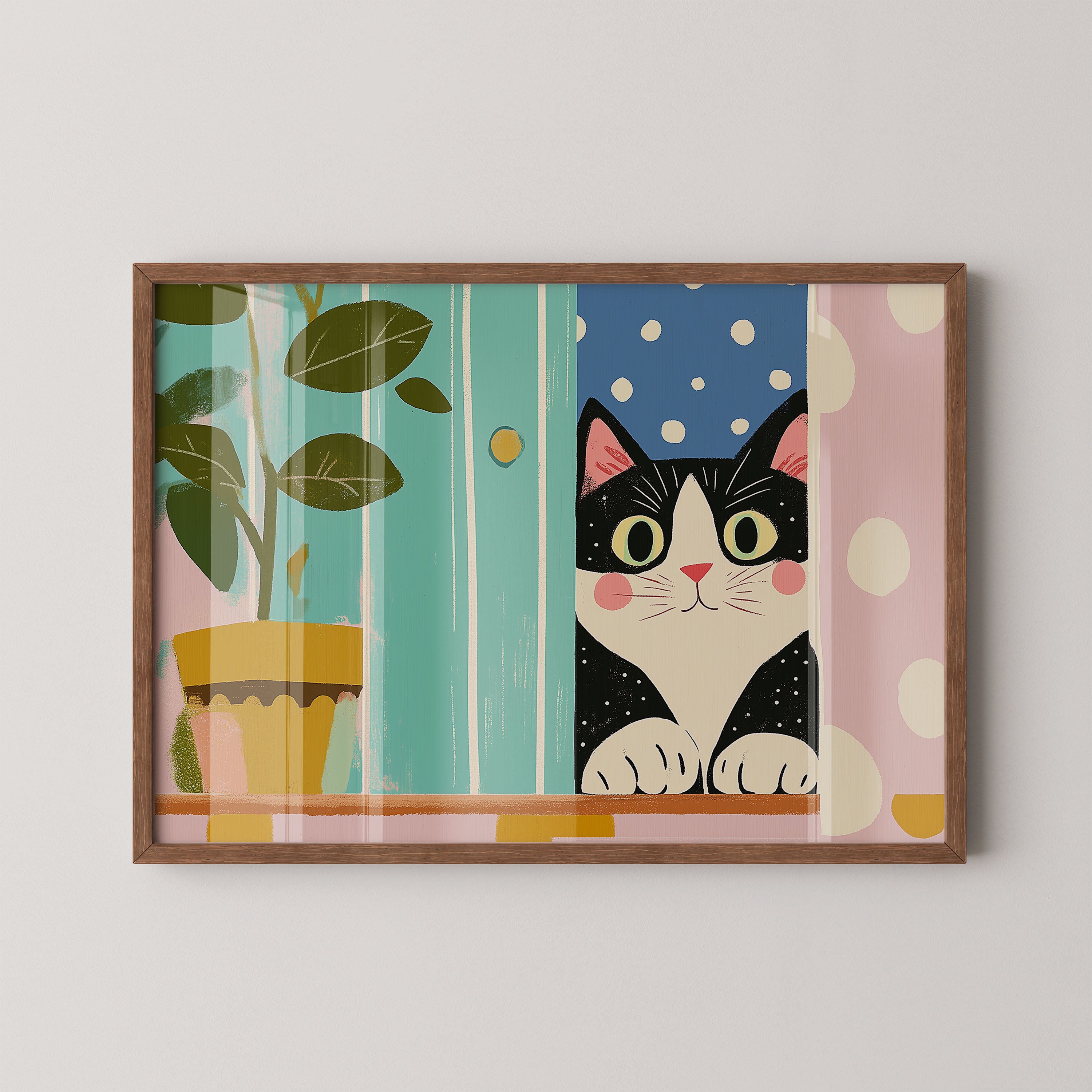 Peeking Cat By The Window