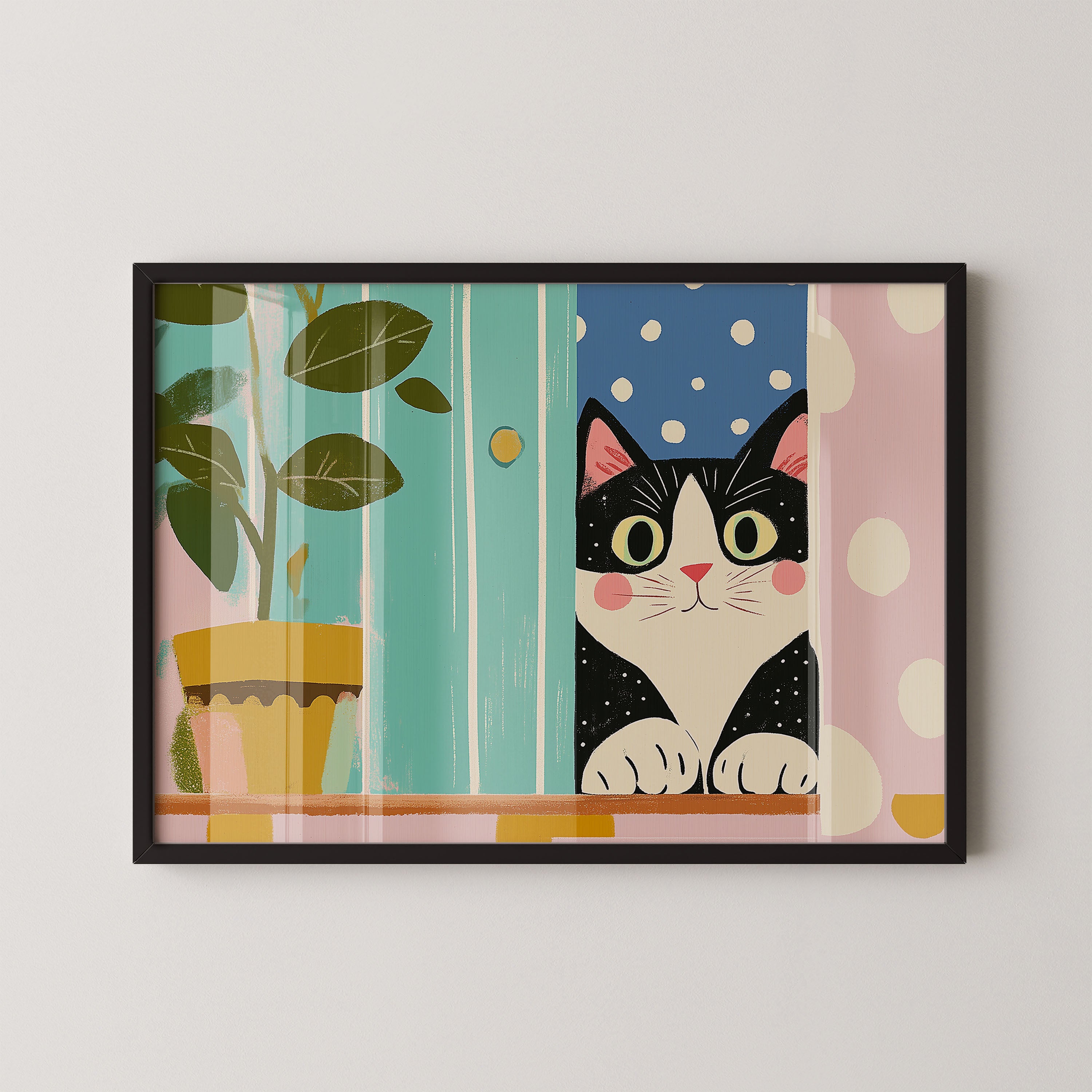 Peeking Cat By The Window