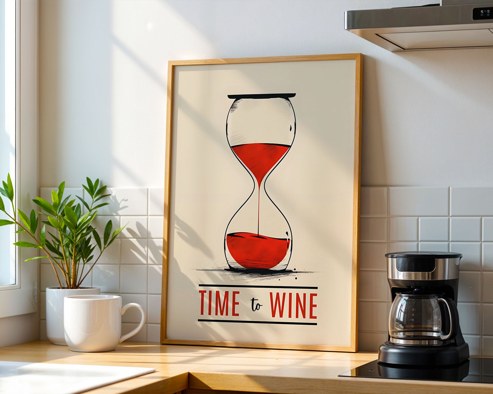 Time To Wine Hourglass Art
