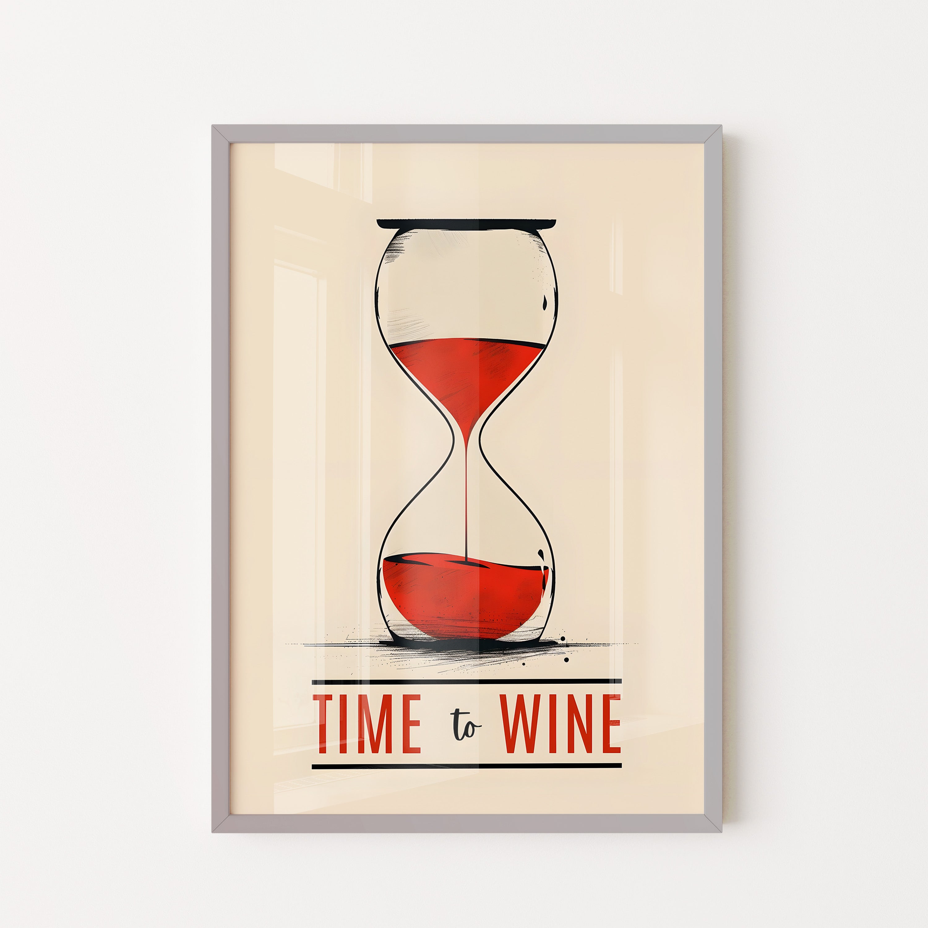 Time To Wine Hourglass Art
