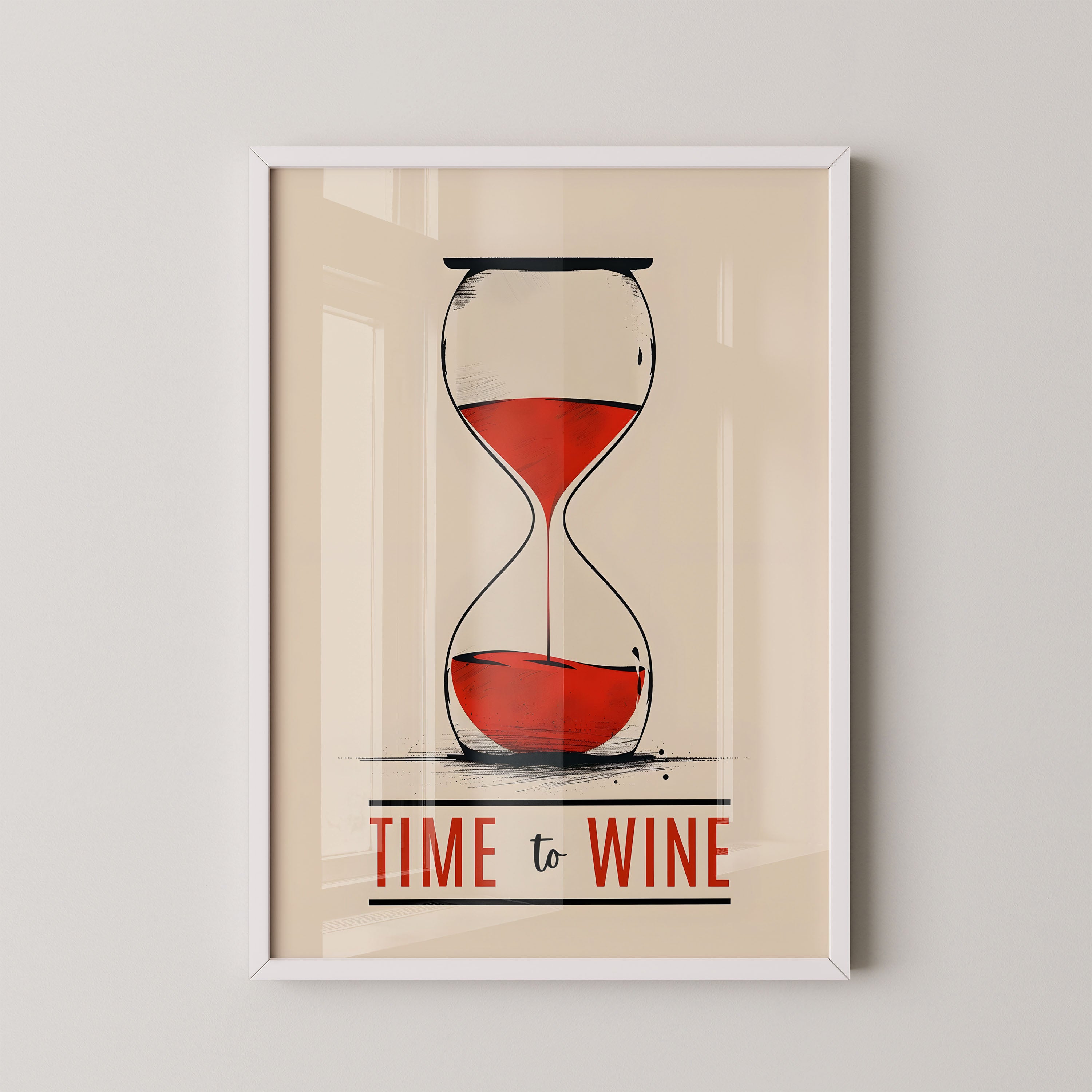 Time To Wine Hourglass Art