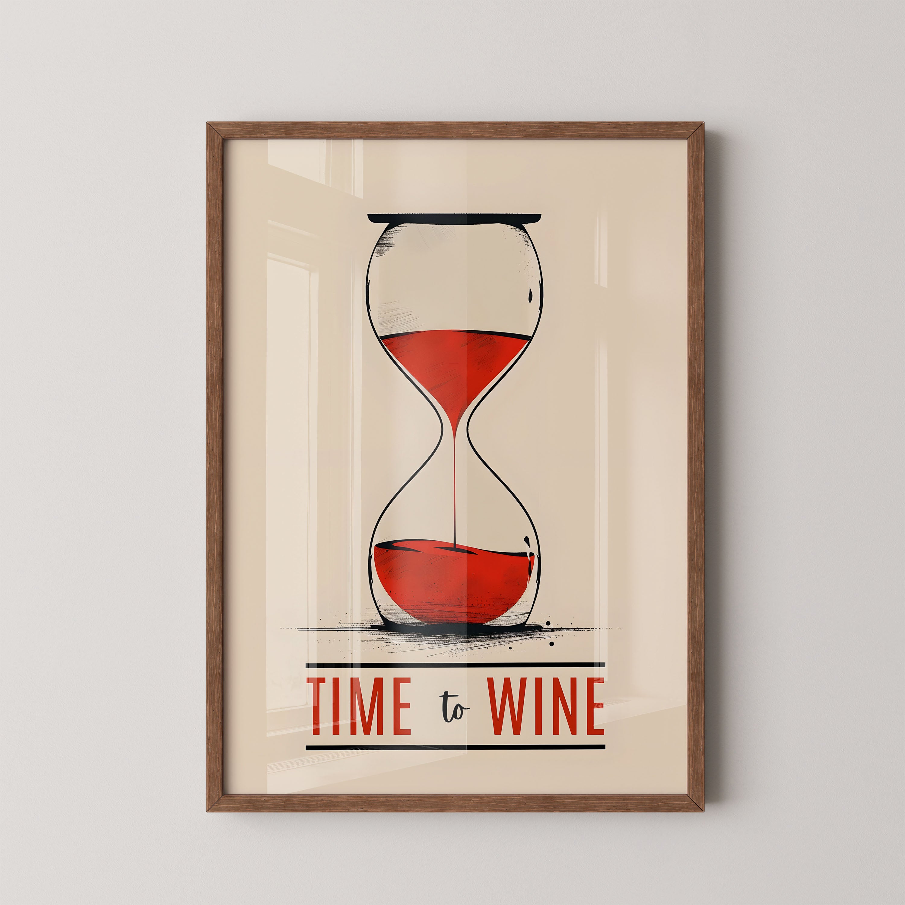 Time To Wine Hourglass Art
